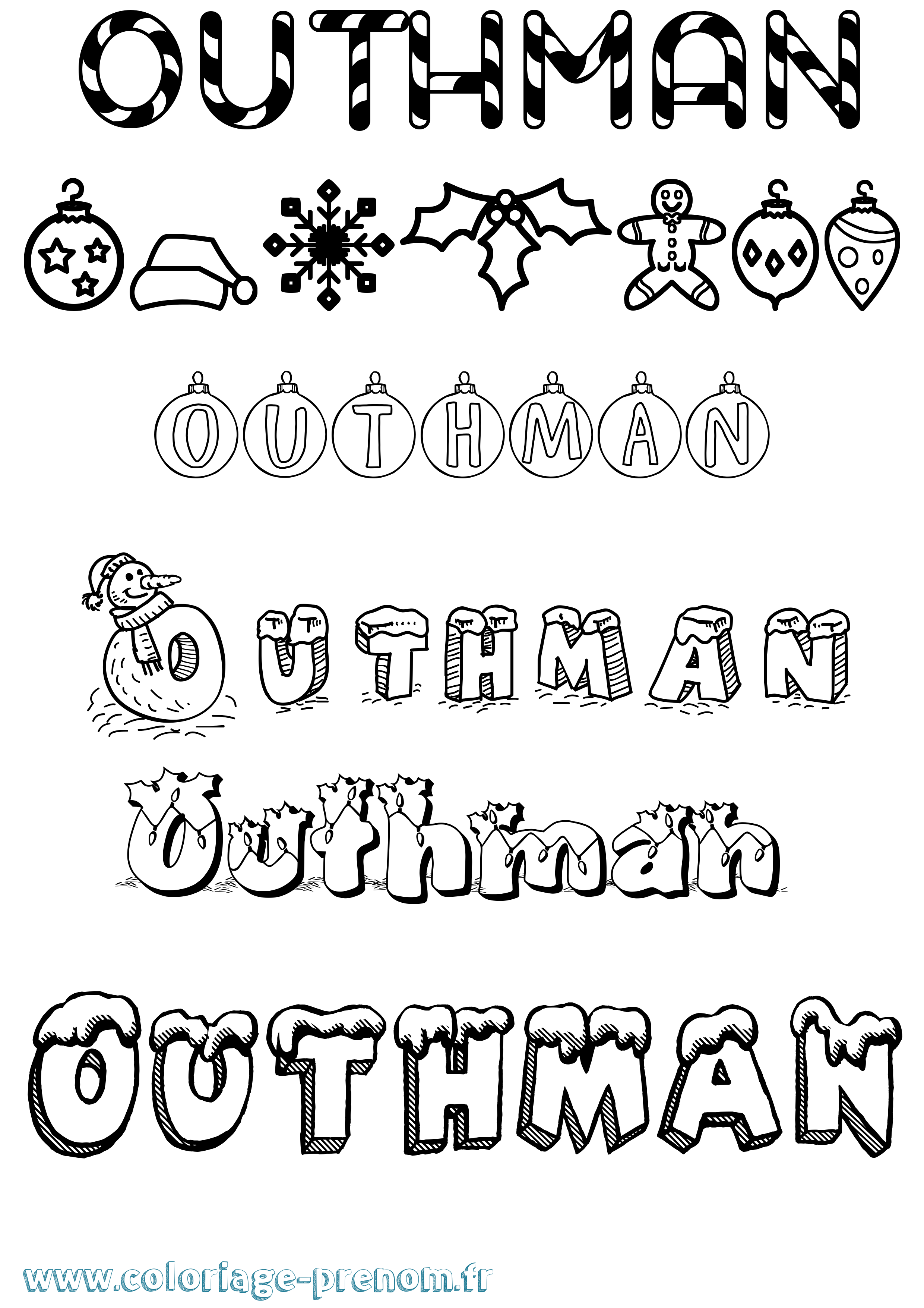 Coloriage Outhman Noël Coloriage prénom Outhman Noël