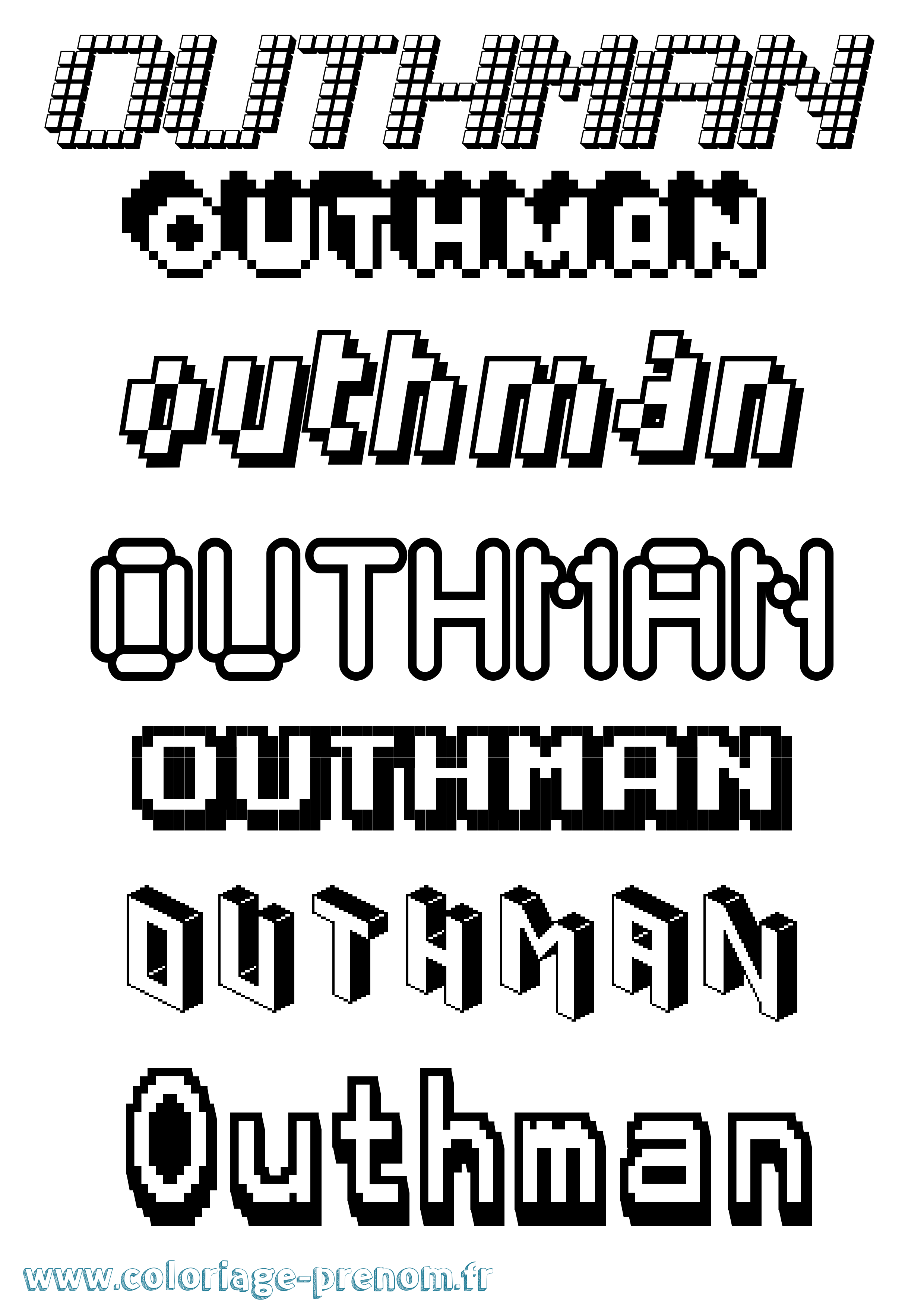 Coloriage prénom Outhman Pixel