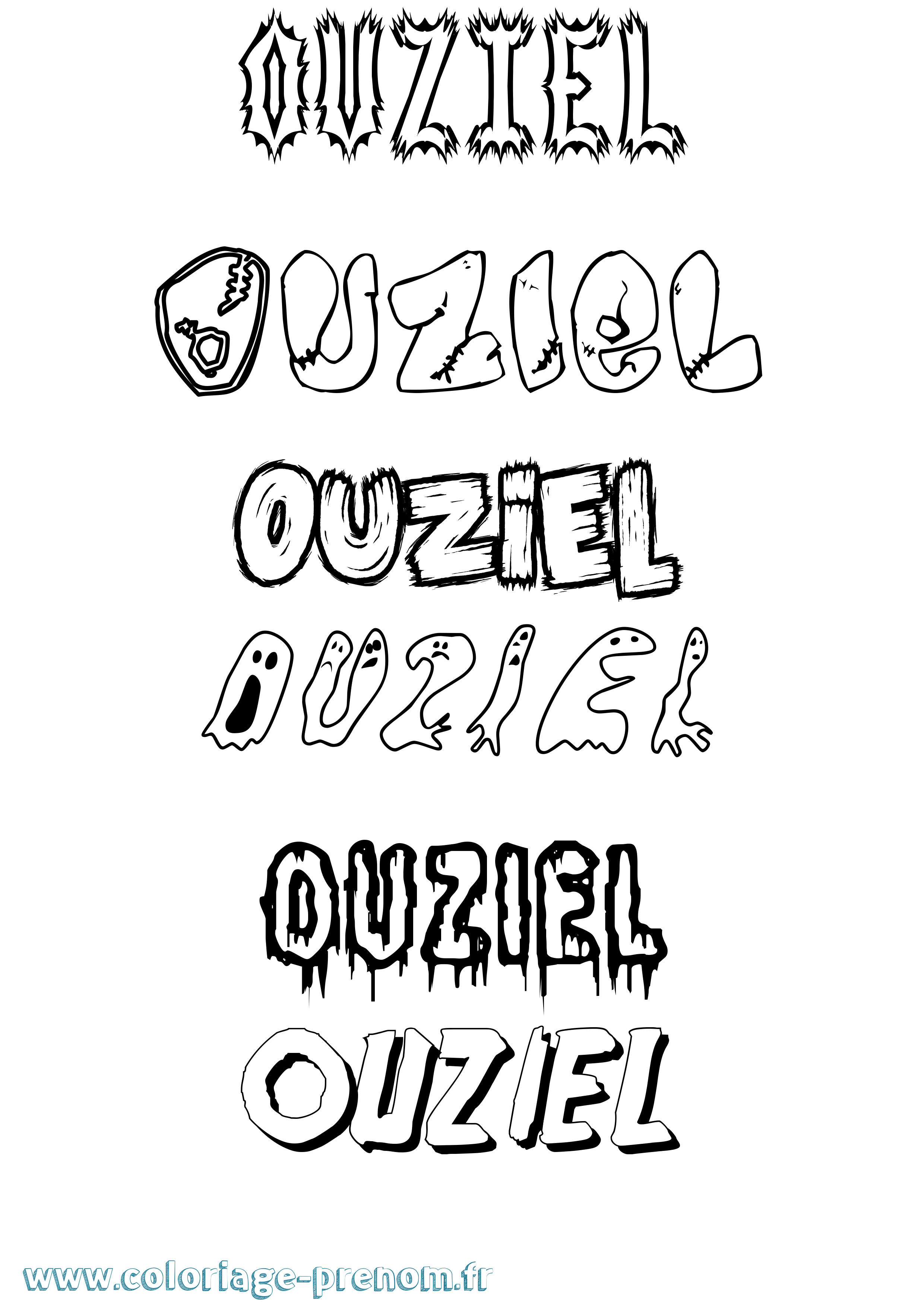 Coloriage prénom Ouziel Frisson