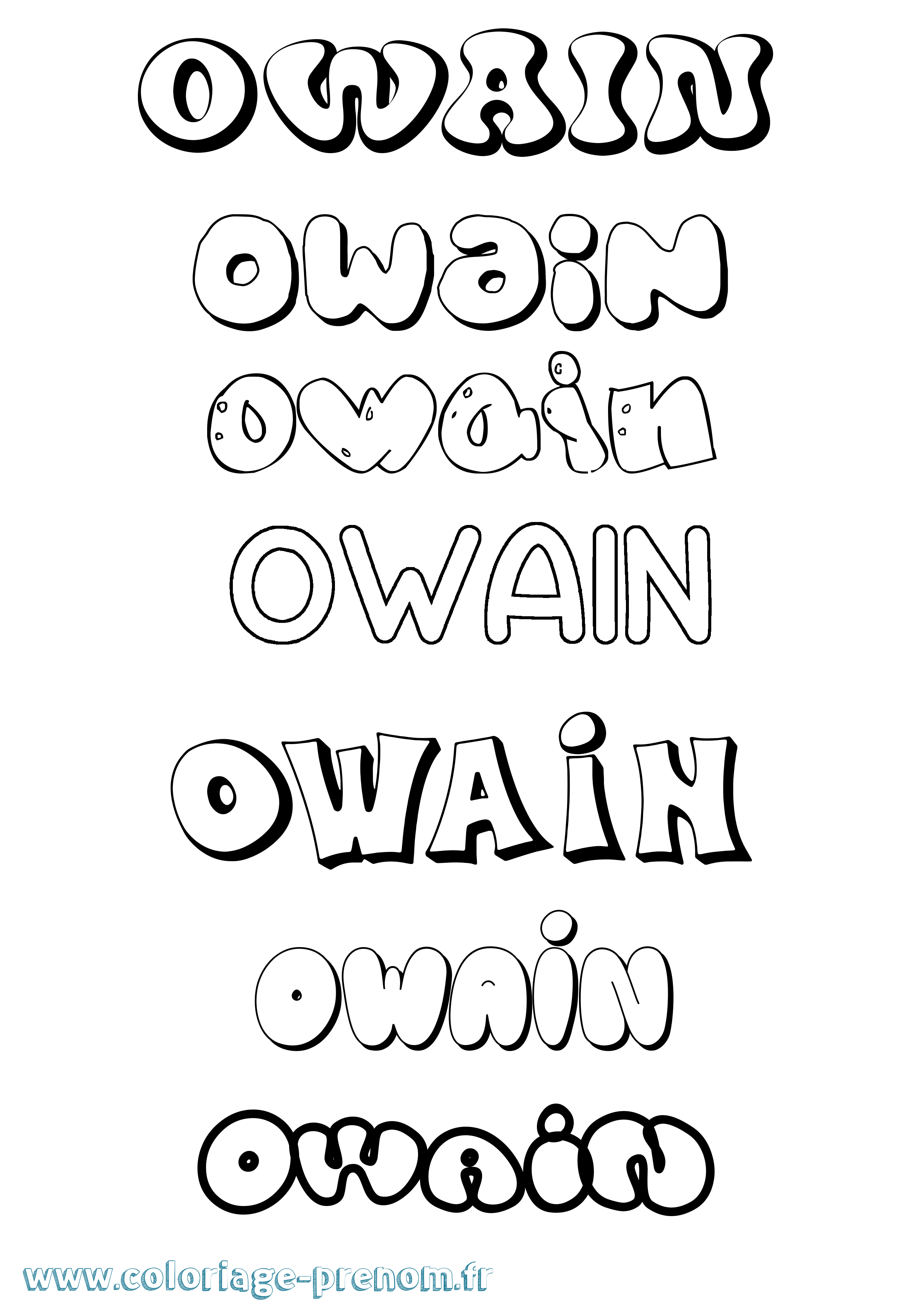 Coloriage Owain Bubble Coloriage prénom Owain Bubble