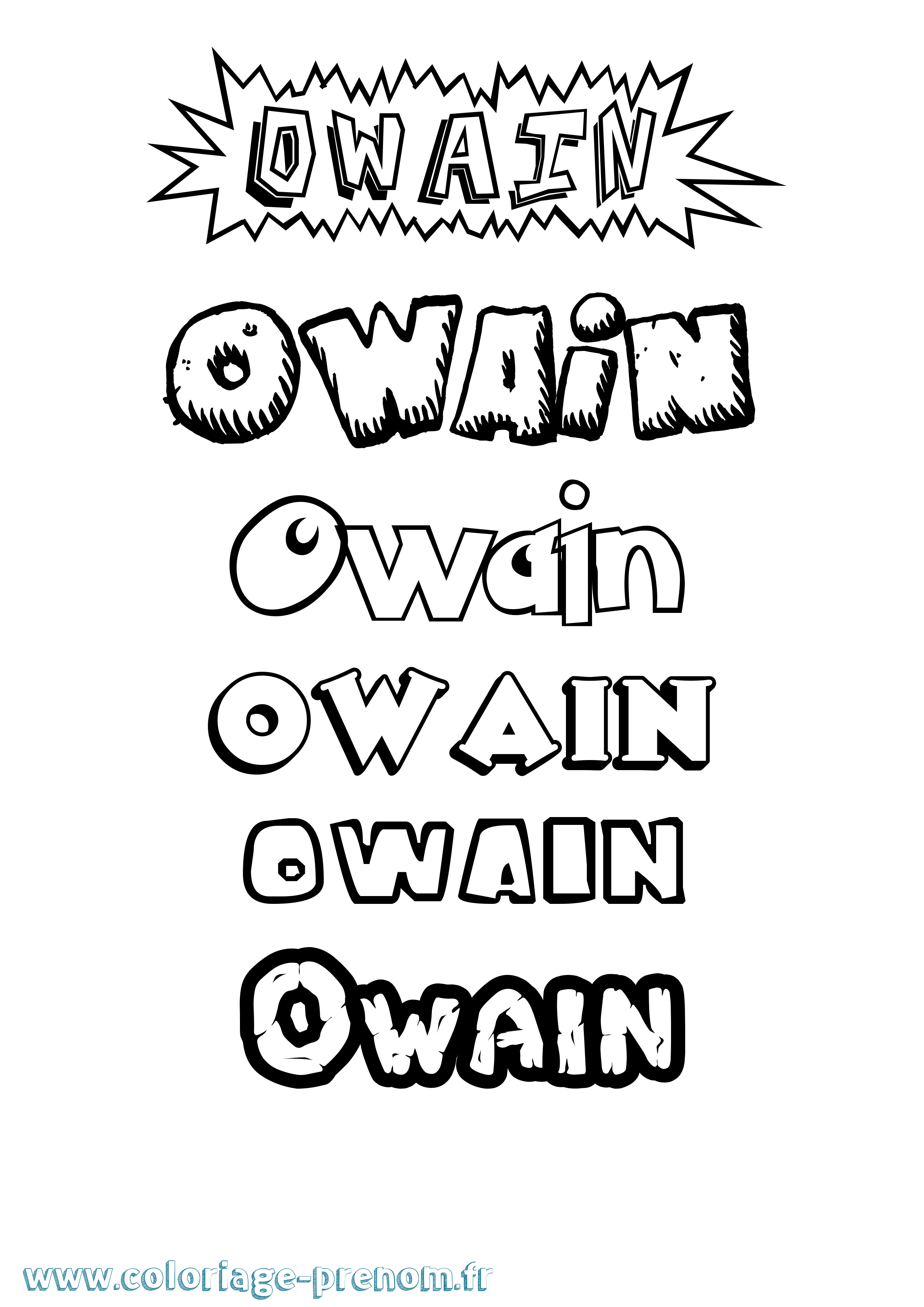 Coloriage prénom Owain Dessin Animé