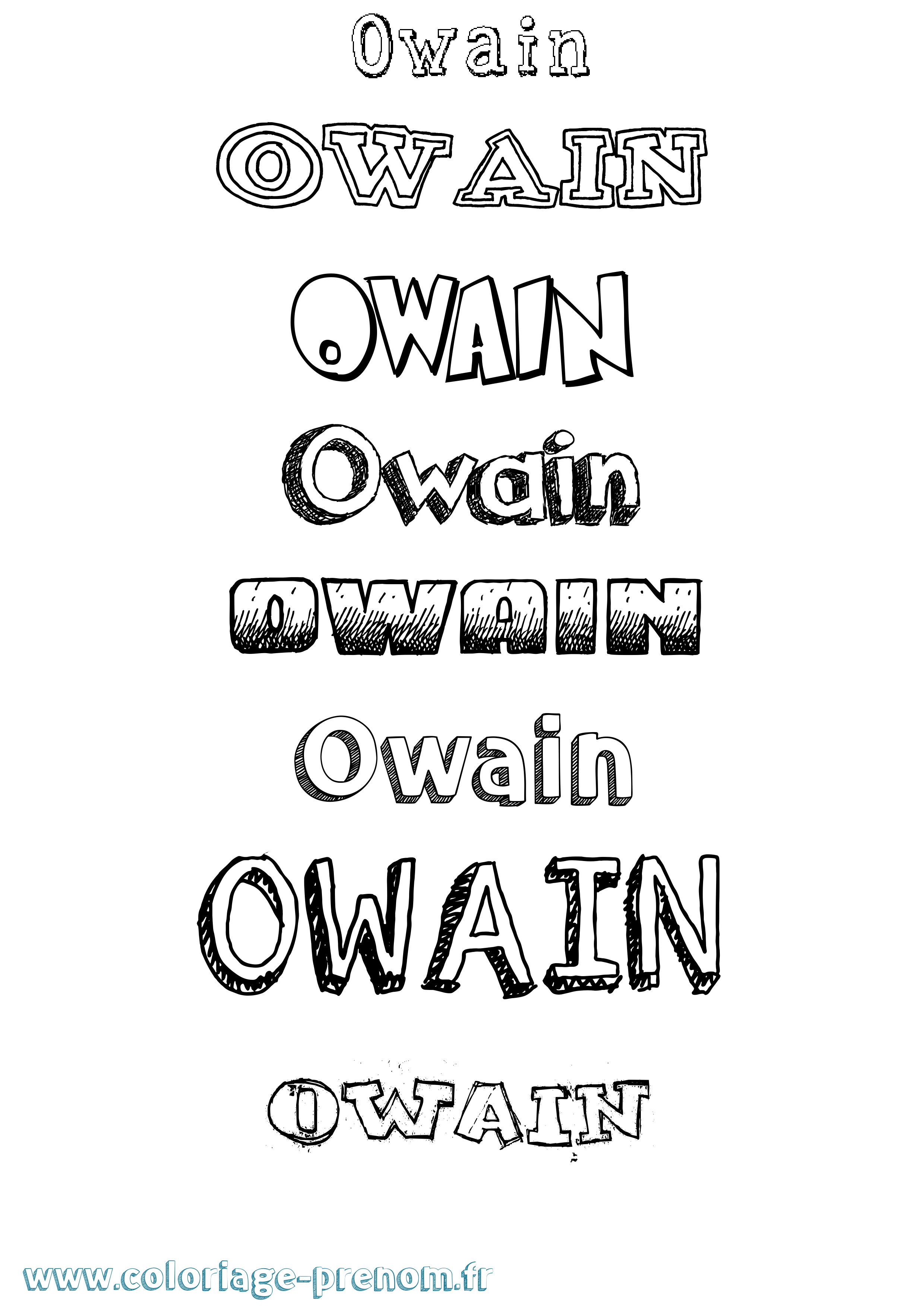 Coloriage prénom Owain Dessiné