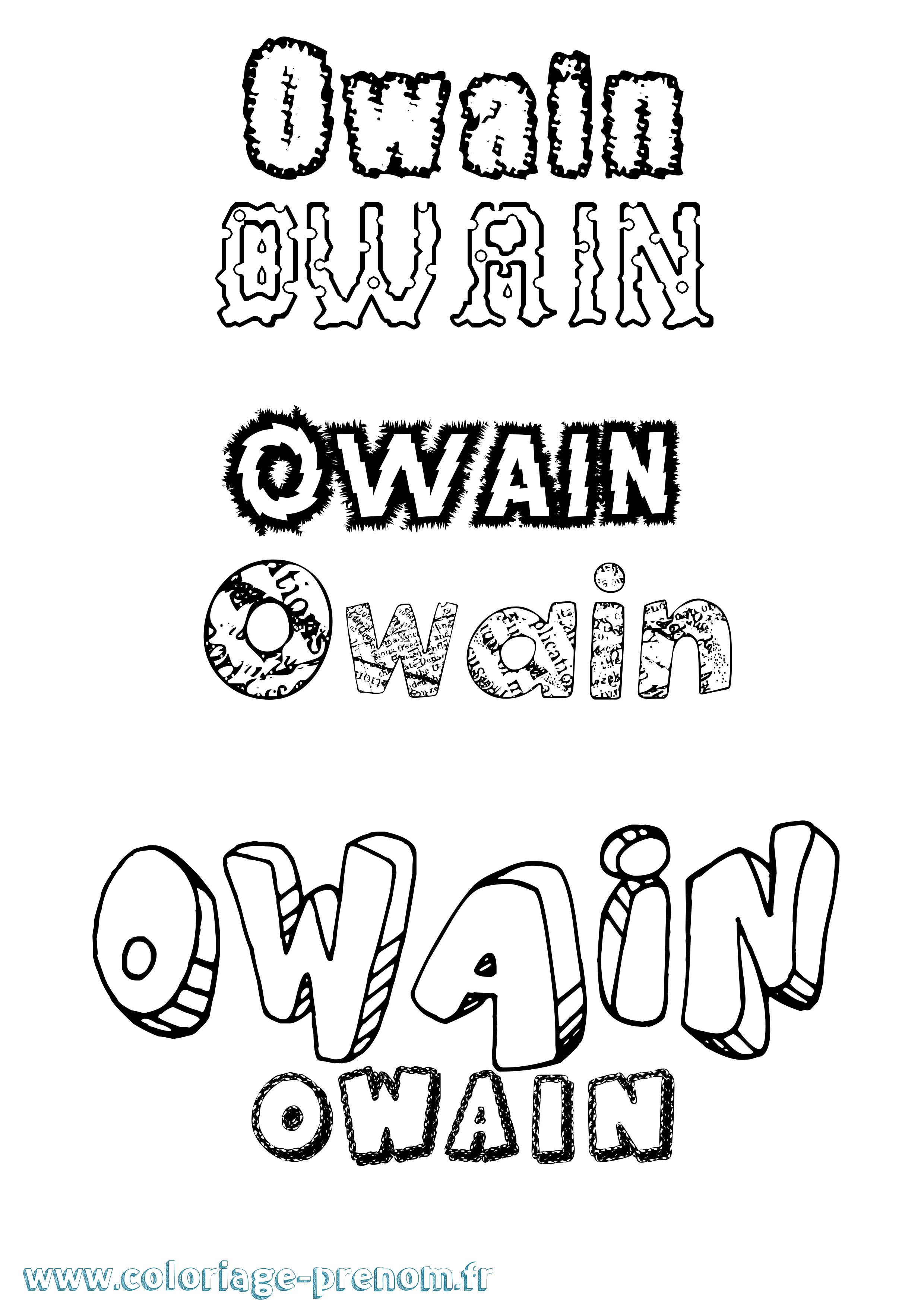 Coloriage Owain Destructuré Coloriage prénom Owain Destructuré