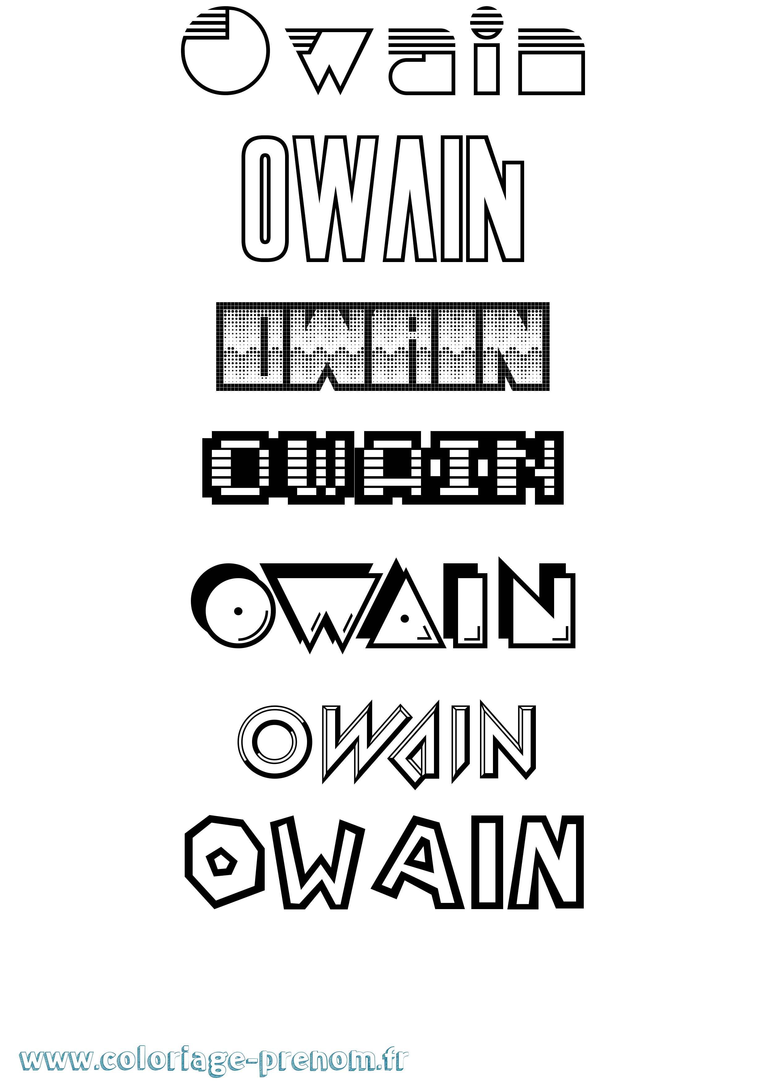 Coloriage Owain Jeux Vidéos Coloriage prénom Owain Jeux Vidéos