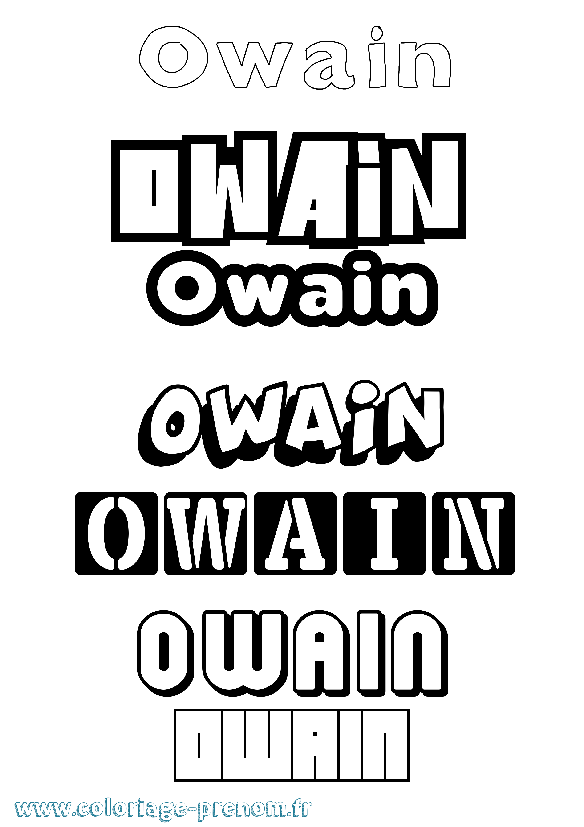 Coloriage prénom Owain Simple