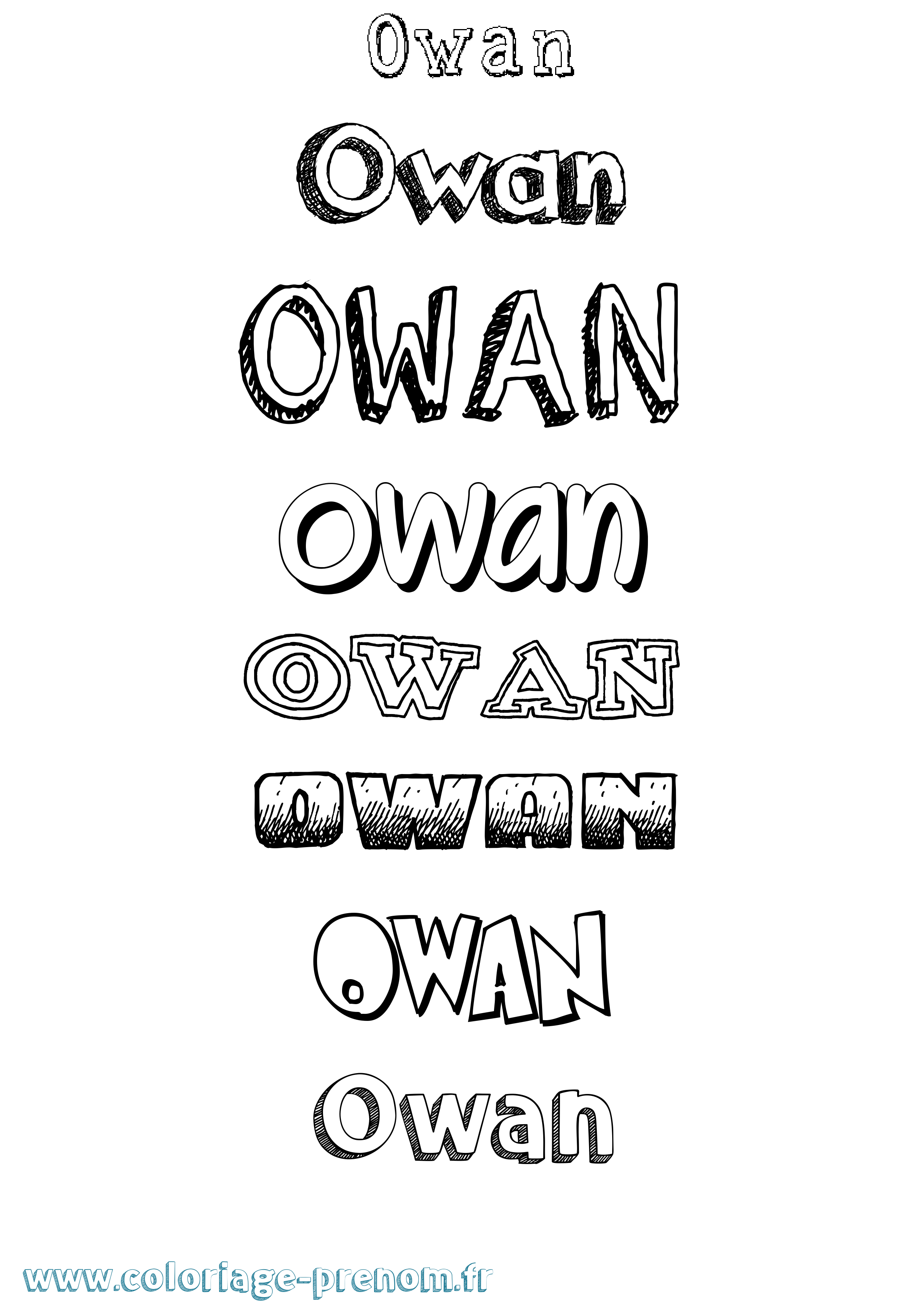 Coloriage prénom Owan Dessiné