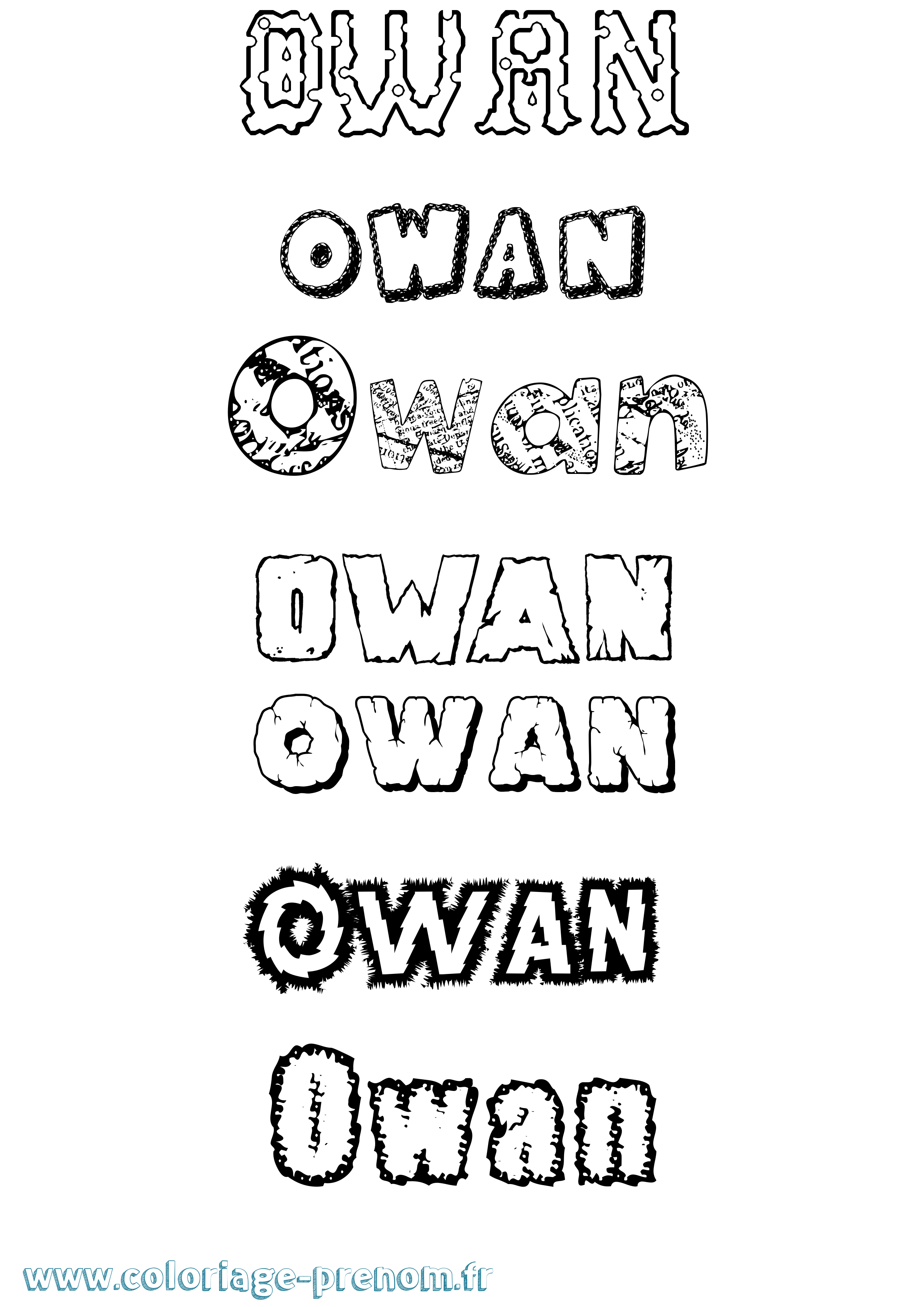 Coloriage prénom Owan Destructuré