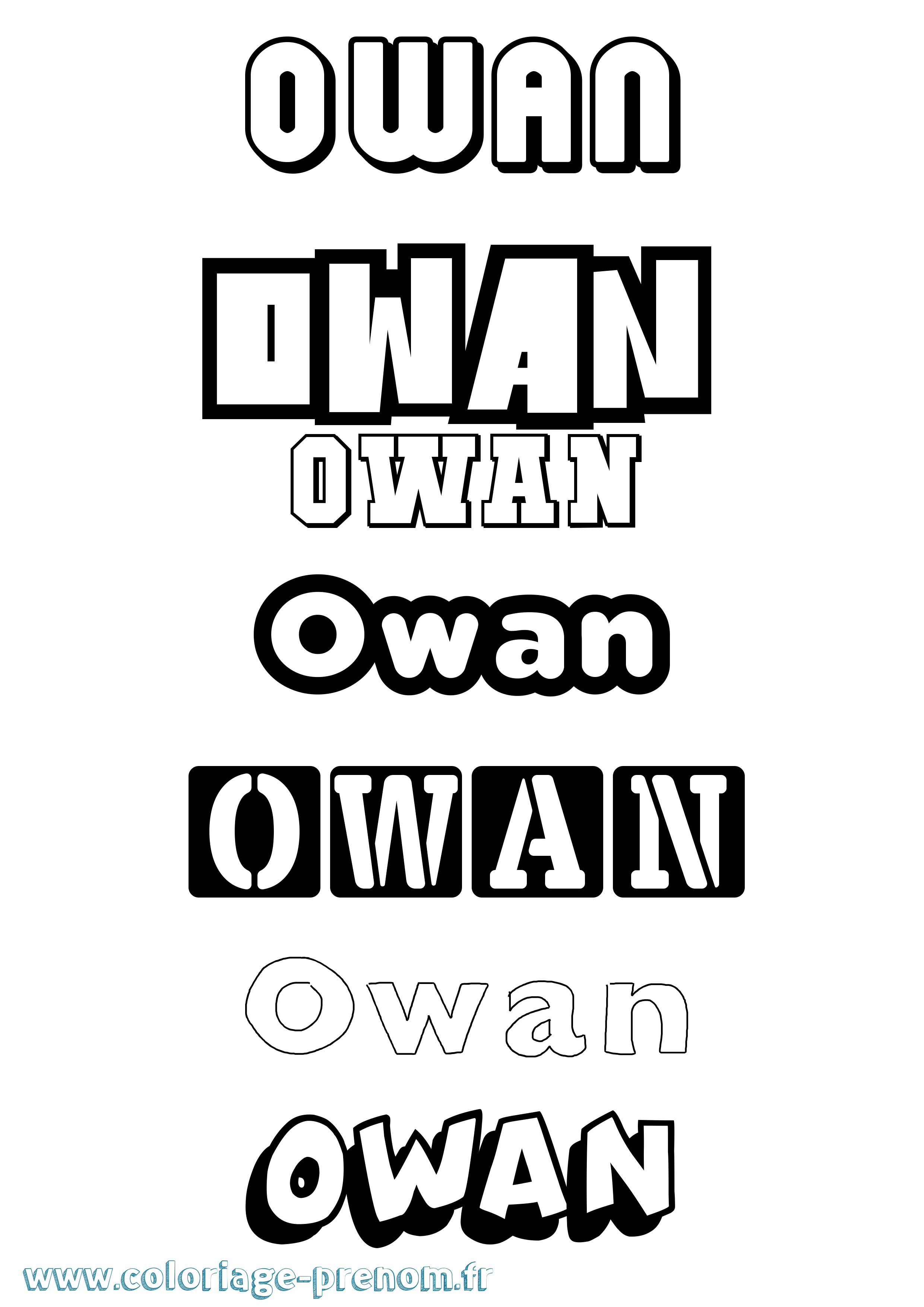 Coloriage prénom Owan Simple