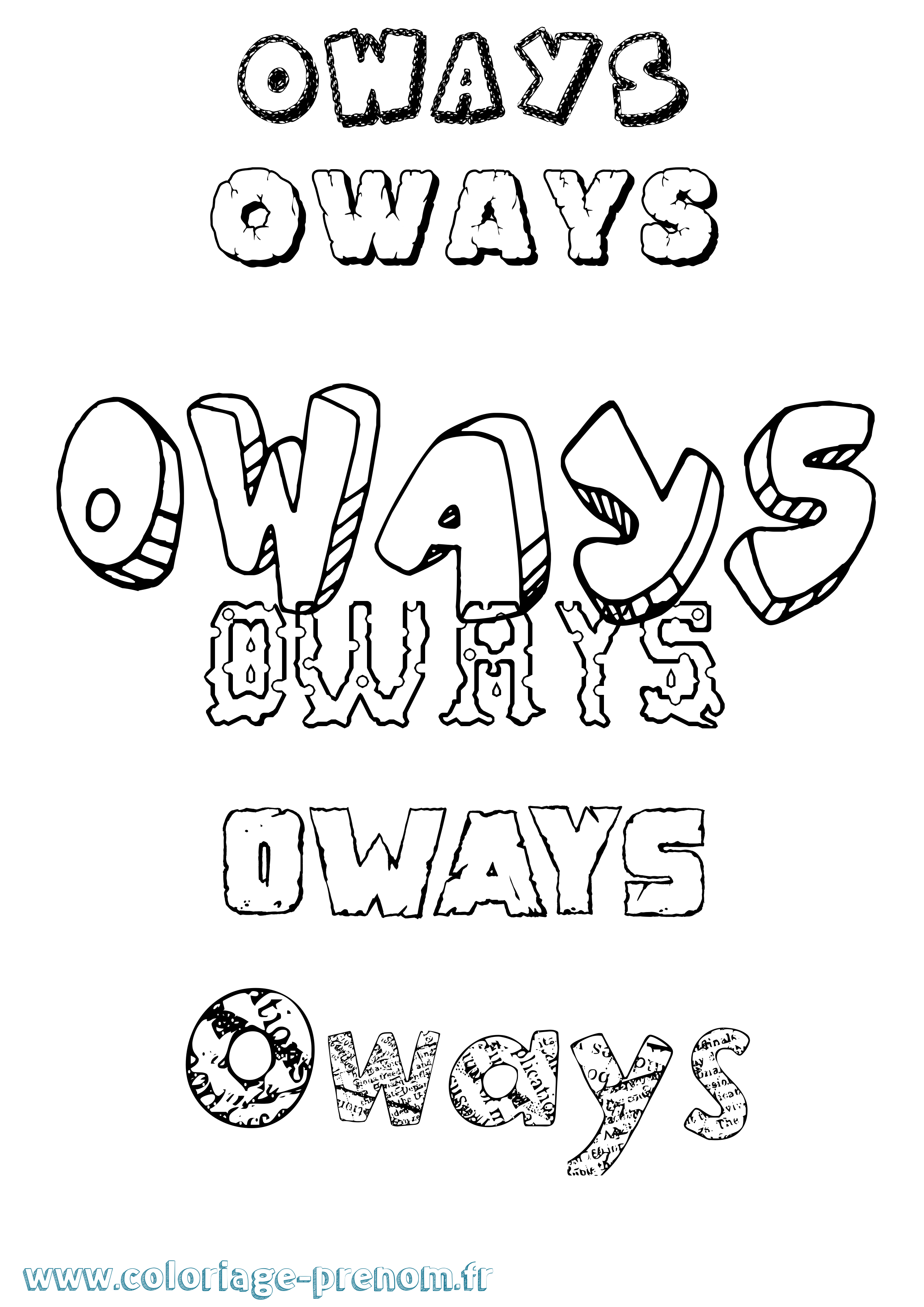 Coloriage Oways Destructuré Coloriage prénom Oways Destructuré