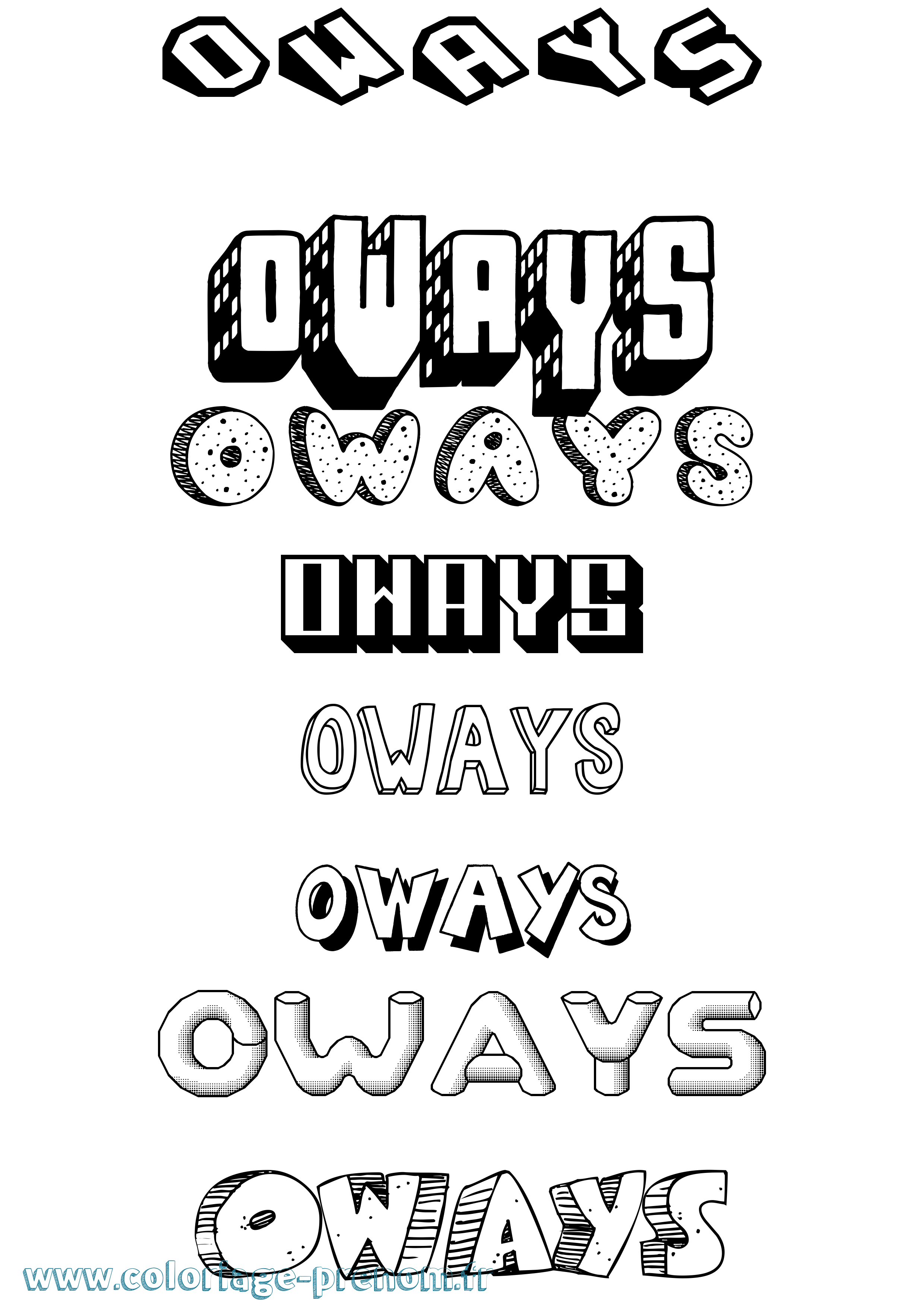Coloriage Oways Effet 3D Coloriage prénom Oways Effet 3D