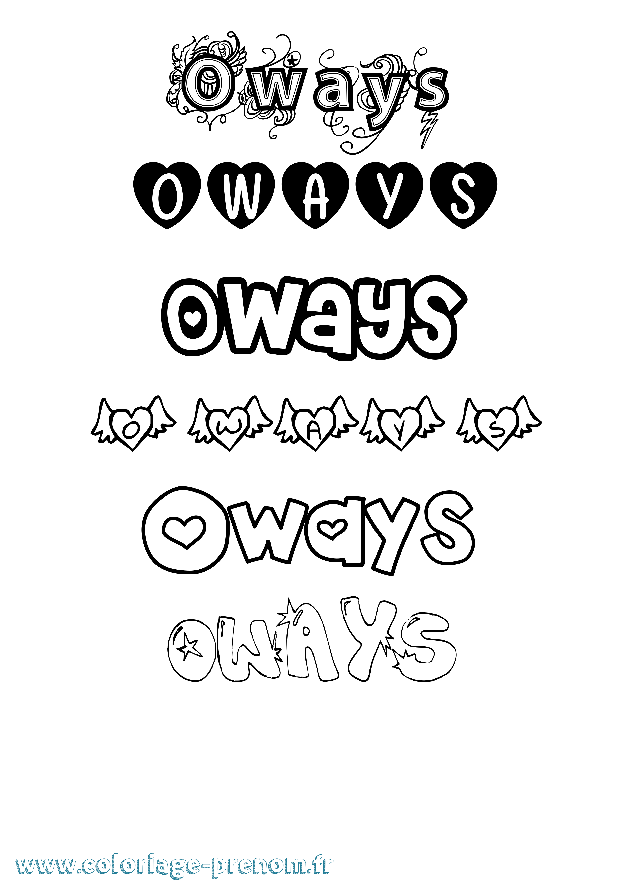 Coloriage Oways Girly Coloriage prénom Oways Girly