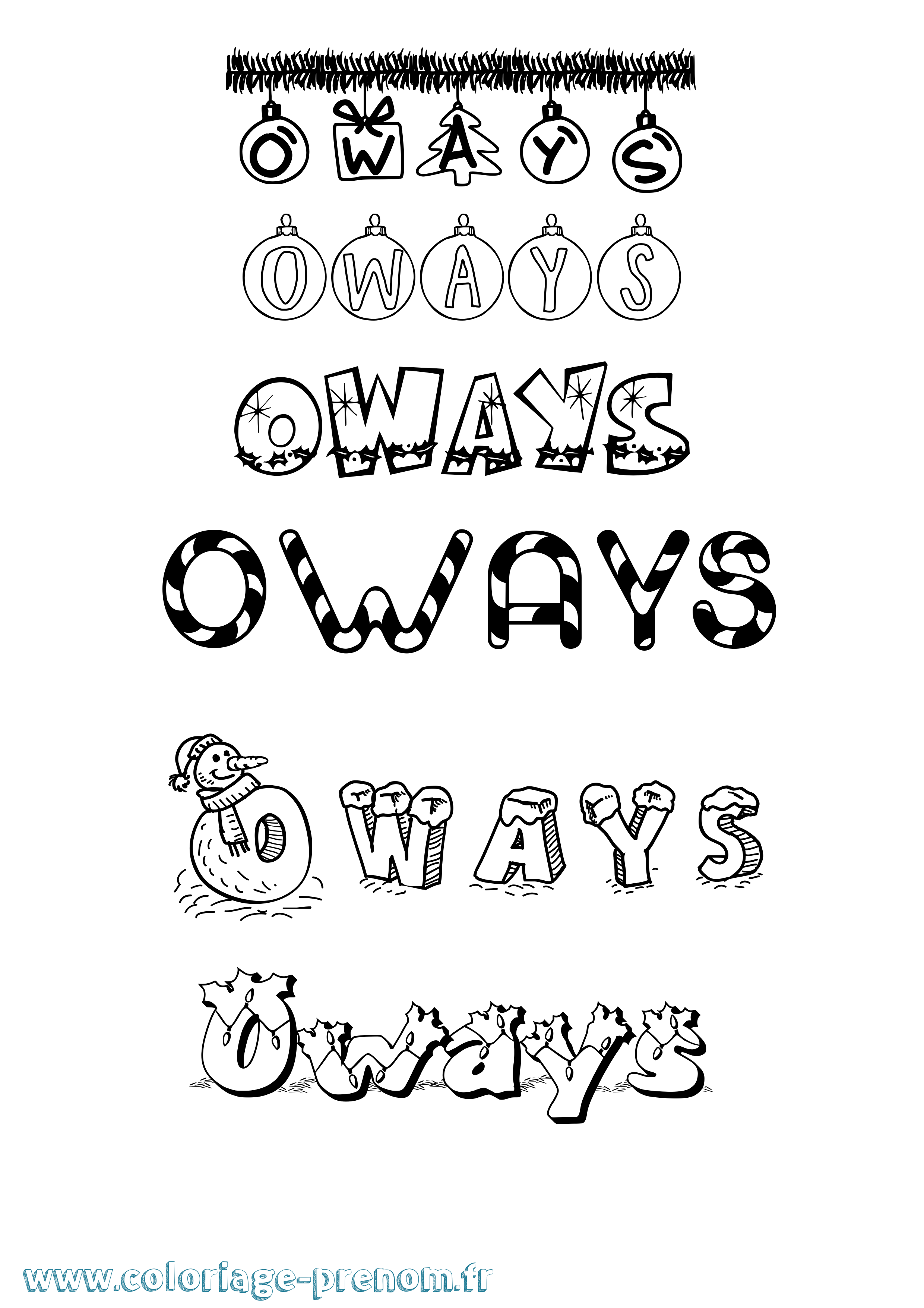 Coloriage Oways Noël Coloriage prénom Oways Noël