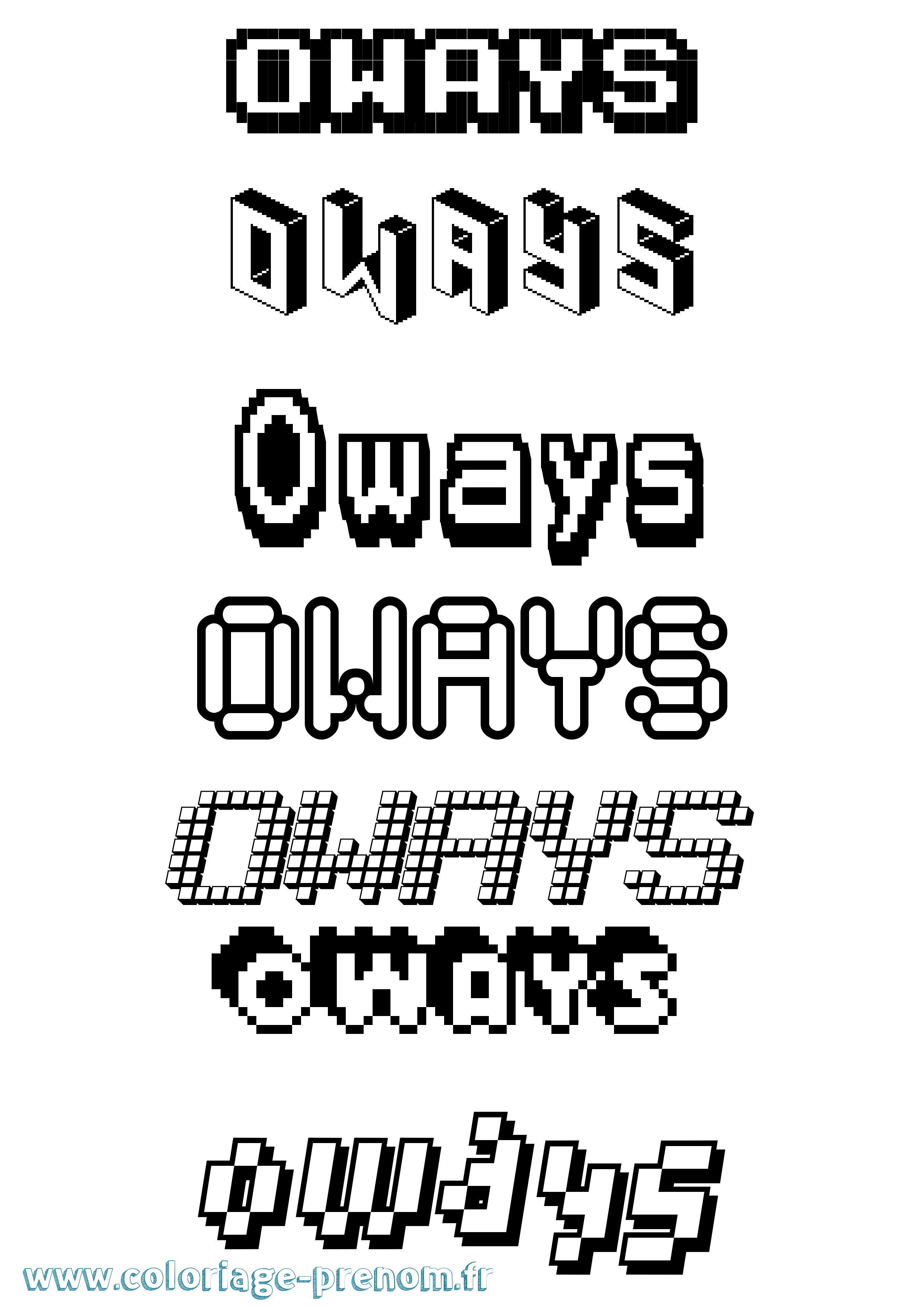 Coloriage Oways Pixel Coloriage prénom Oways Pixel