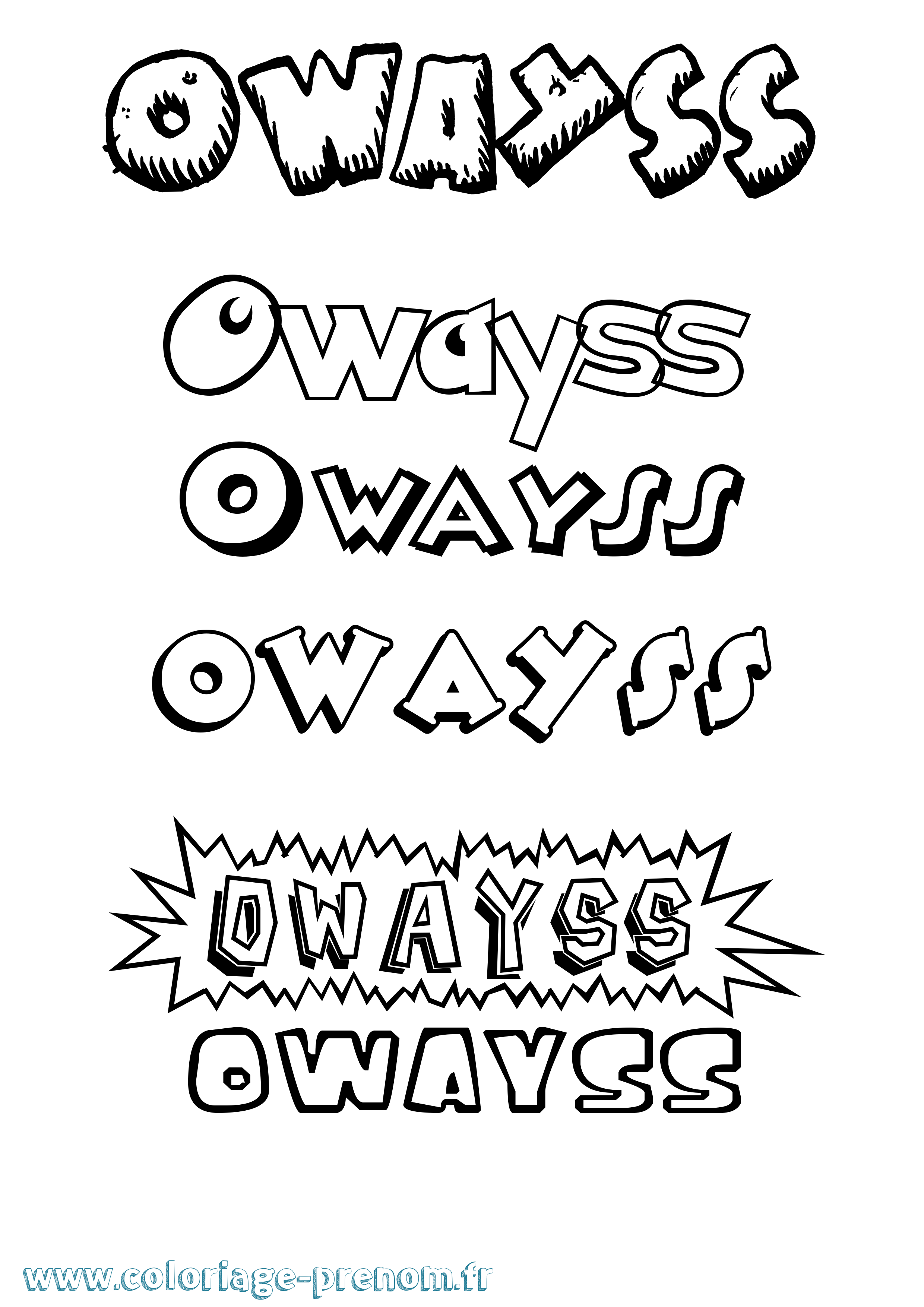 Coloriage prénom Owayss Dessin Animé