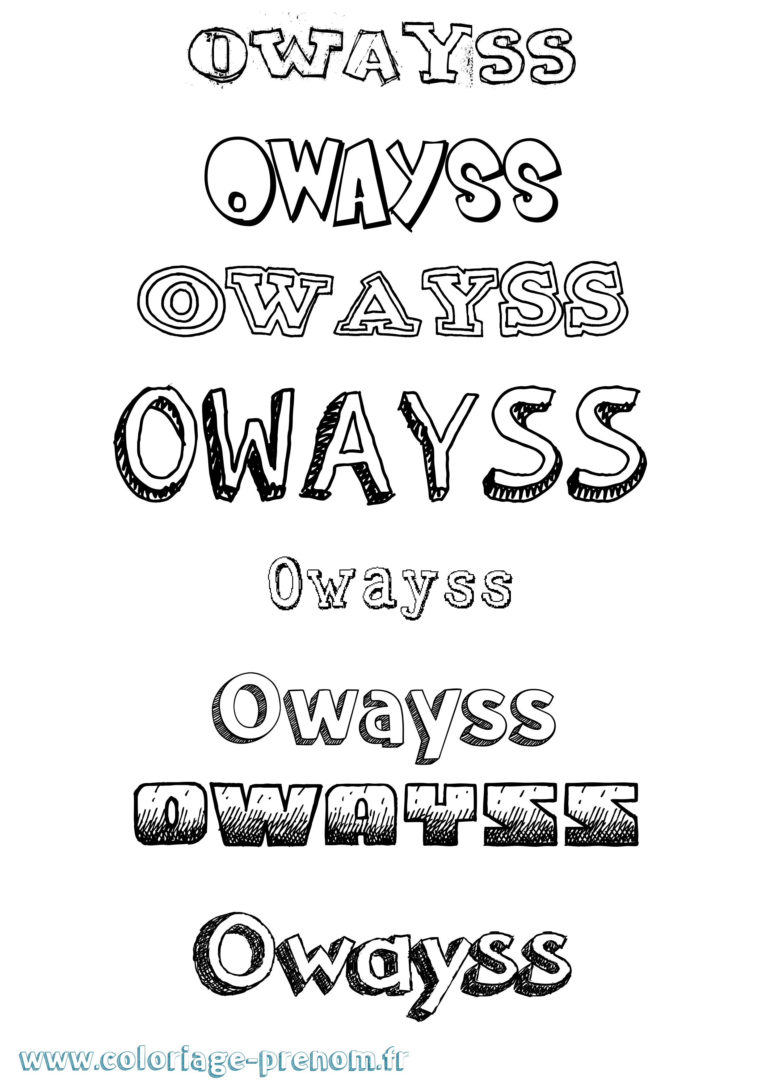 Coloriage prénom Owayss Dessiné