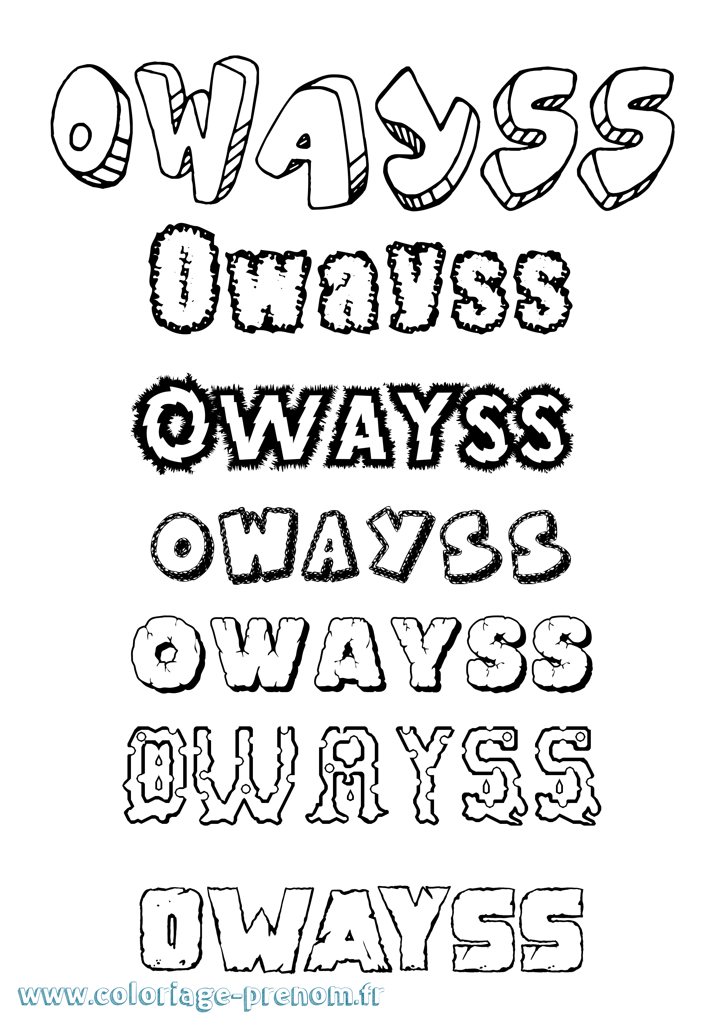 Coloriage prénom Owayss Destructuré