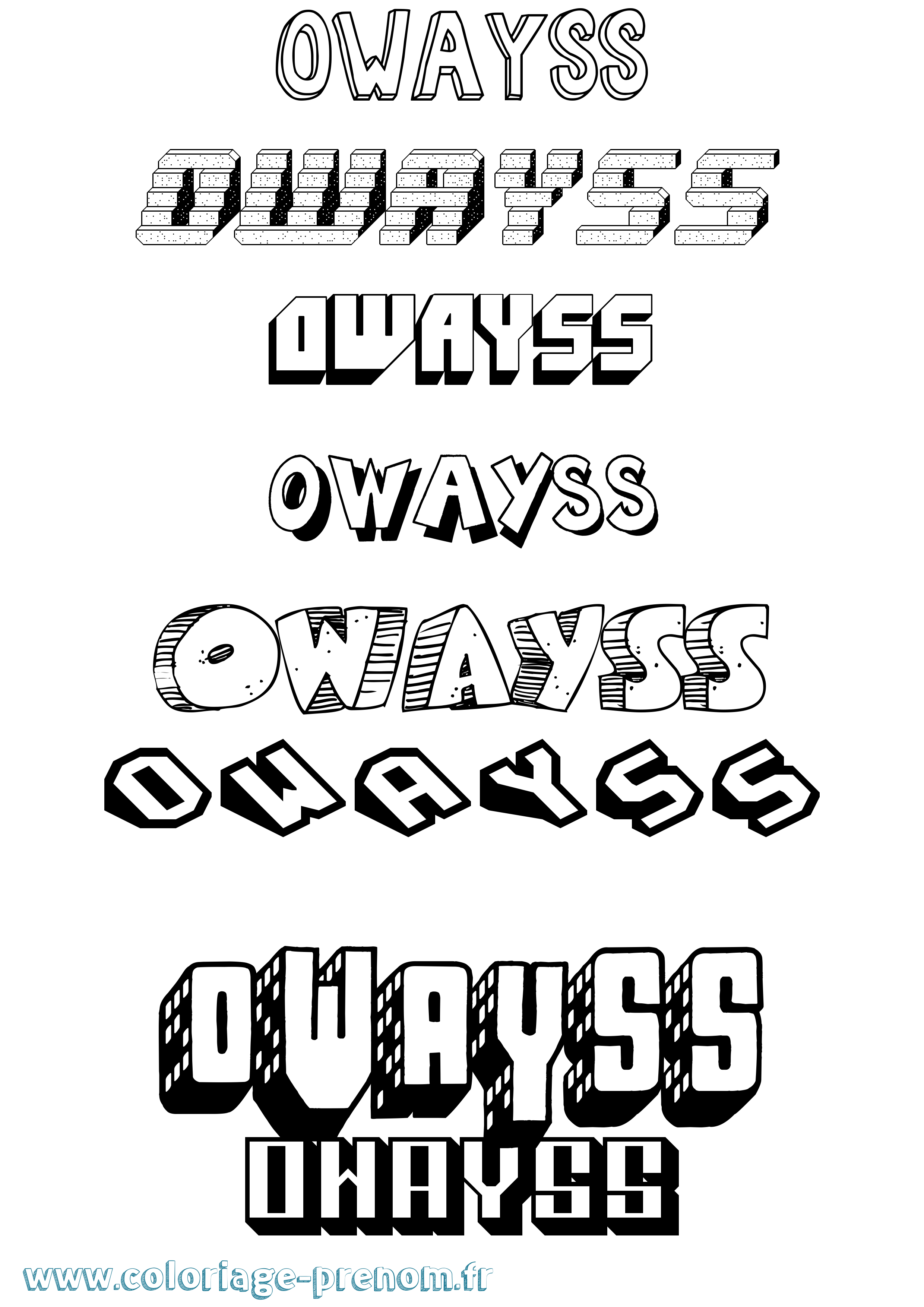 Coloriage prénom Owayss Effet 3D