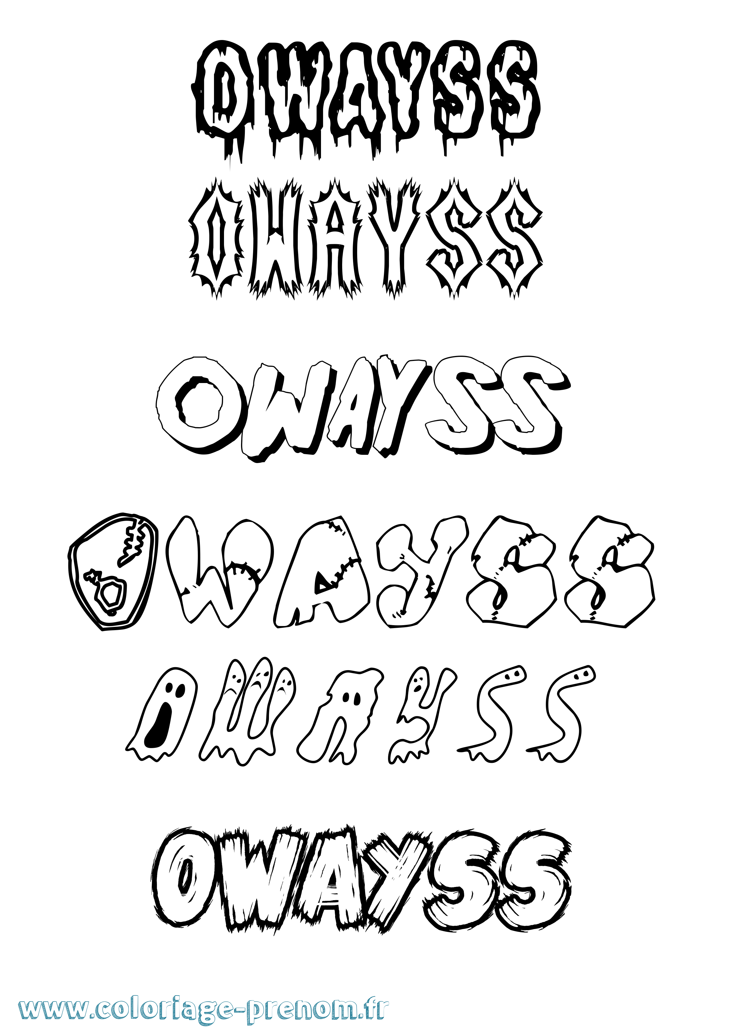 Coloriage prénom Owayss Frisson