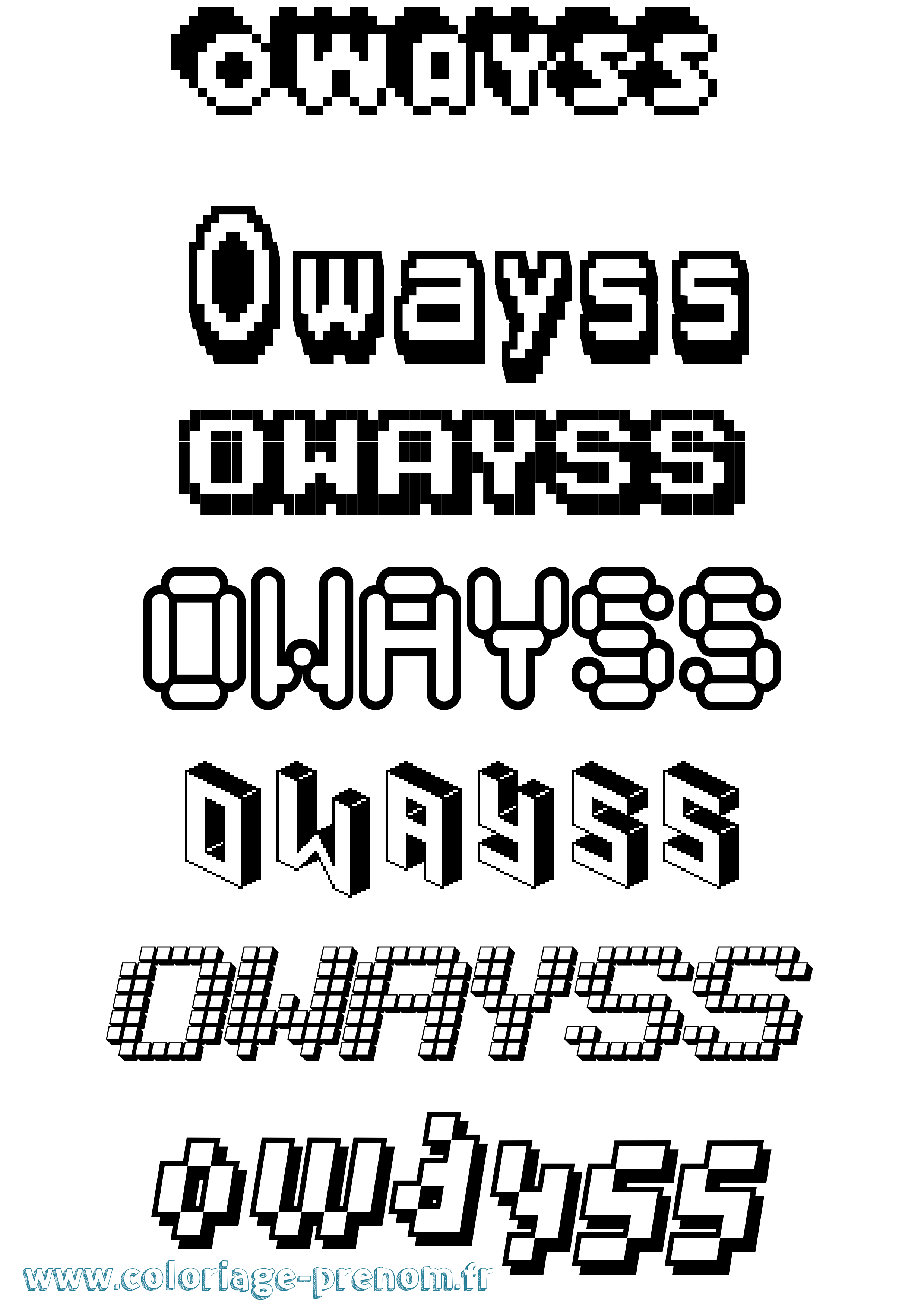 Coloriage prénom Owayss Pixel
