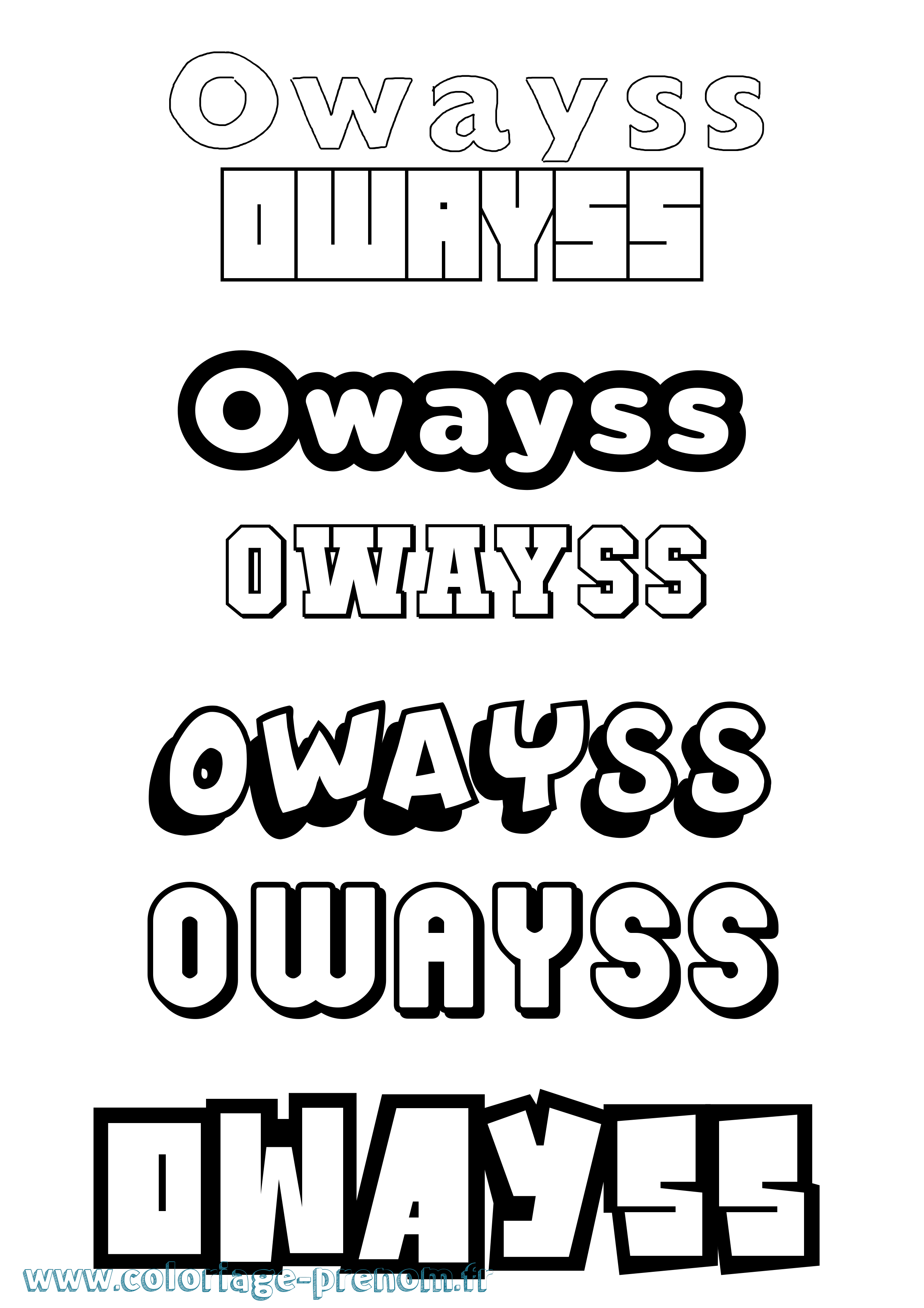 Coloriage prénom Owayss Simple