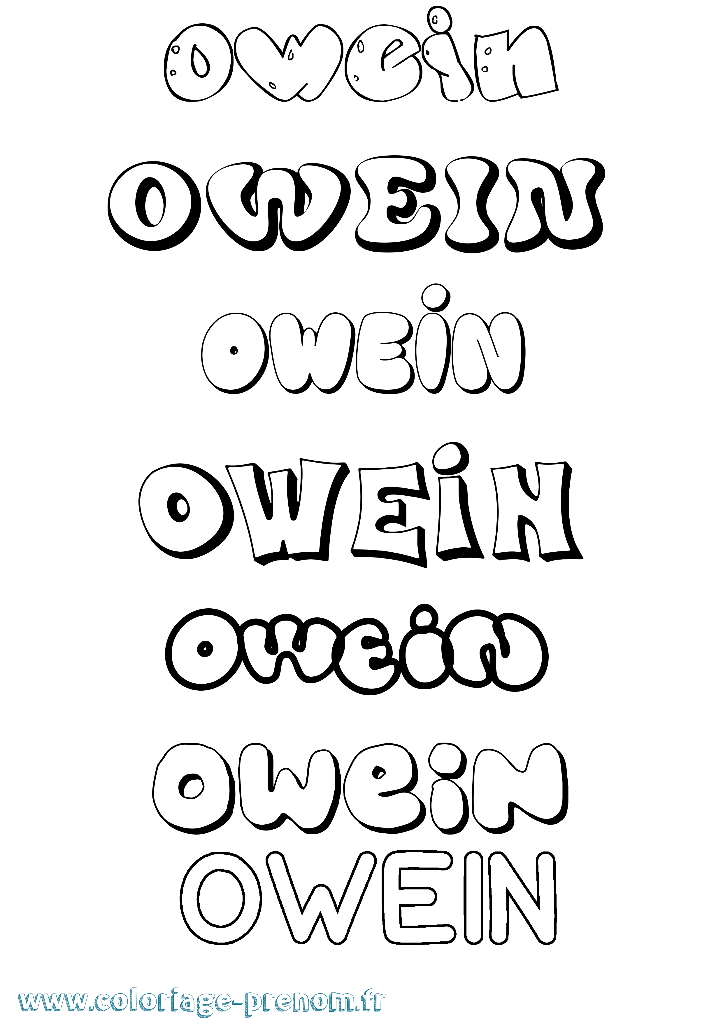 Coloriage Owein Bubble Coloriage prénom Owein Bubble