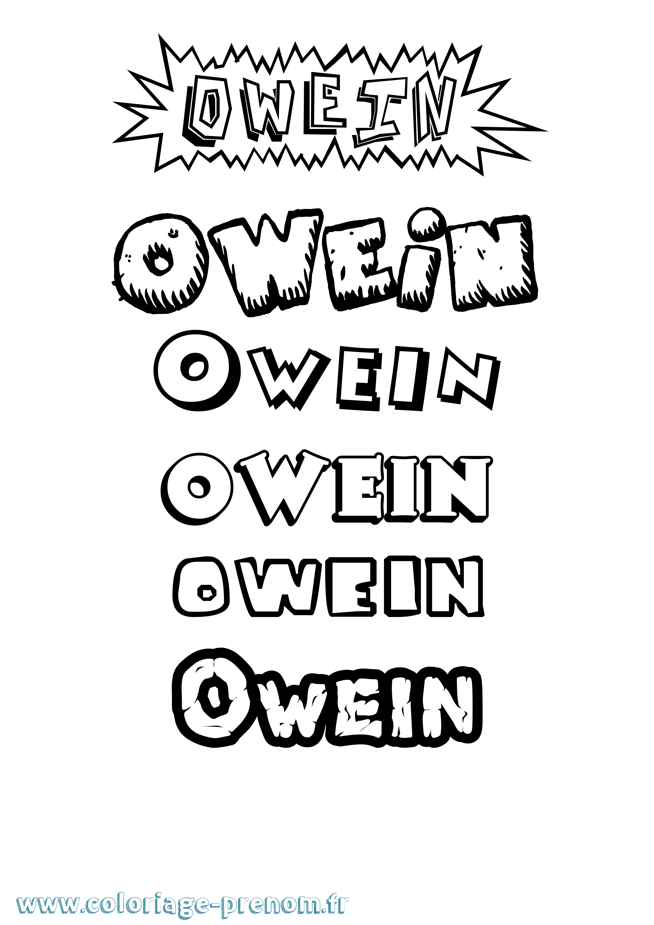 Coloriage Owein Dessin Animé Coloriage prénom Owein Dessin Animé