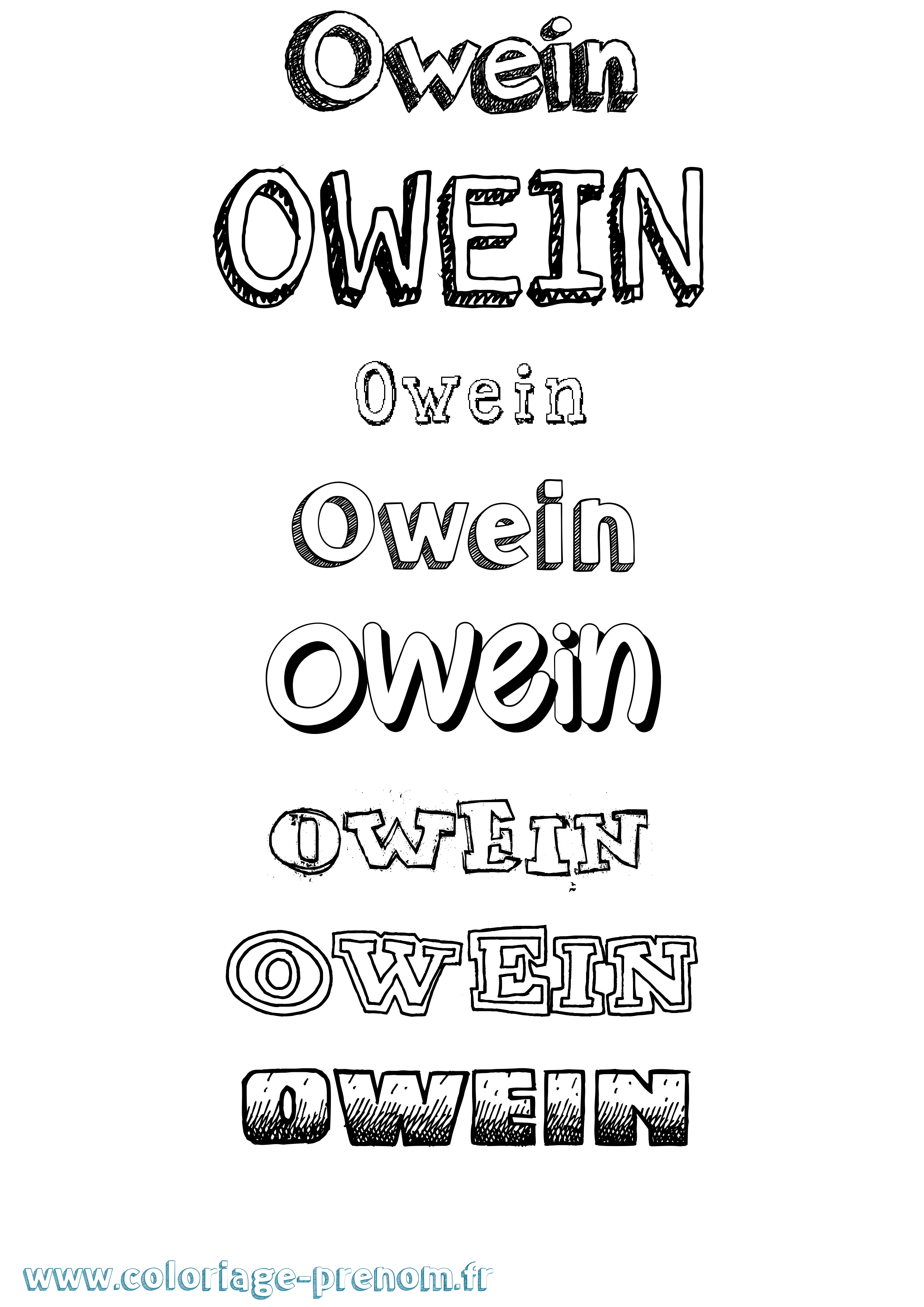 Coloriage prénom Owein Dessiné