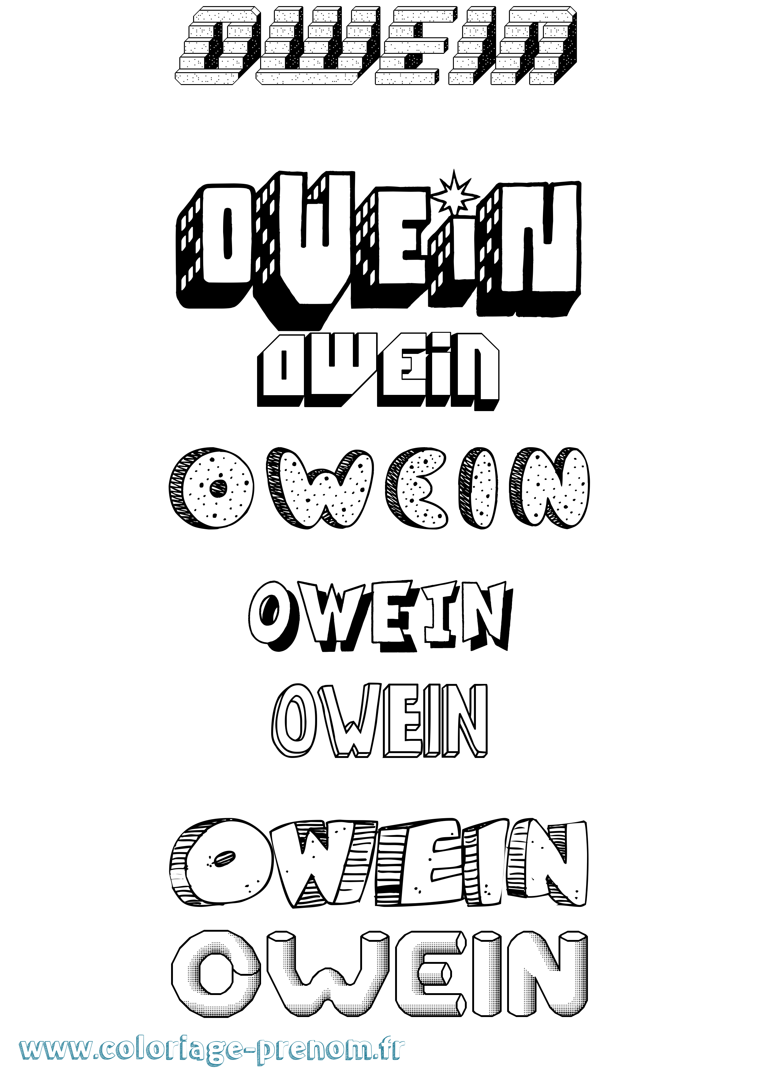 Coloriage Owein Effet 3D Coloriage prénom Owein Effet 3D