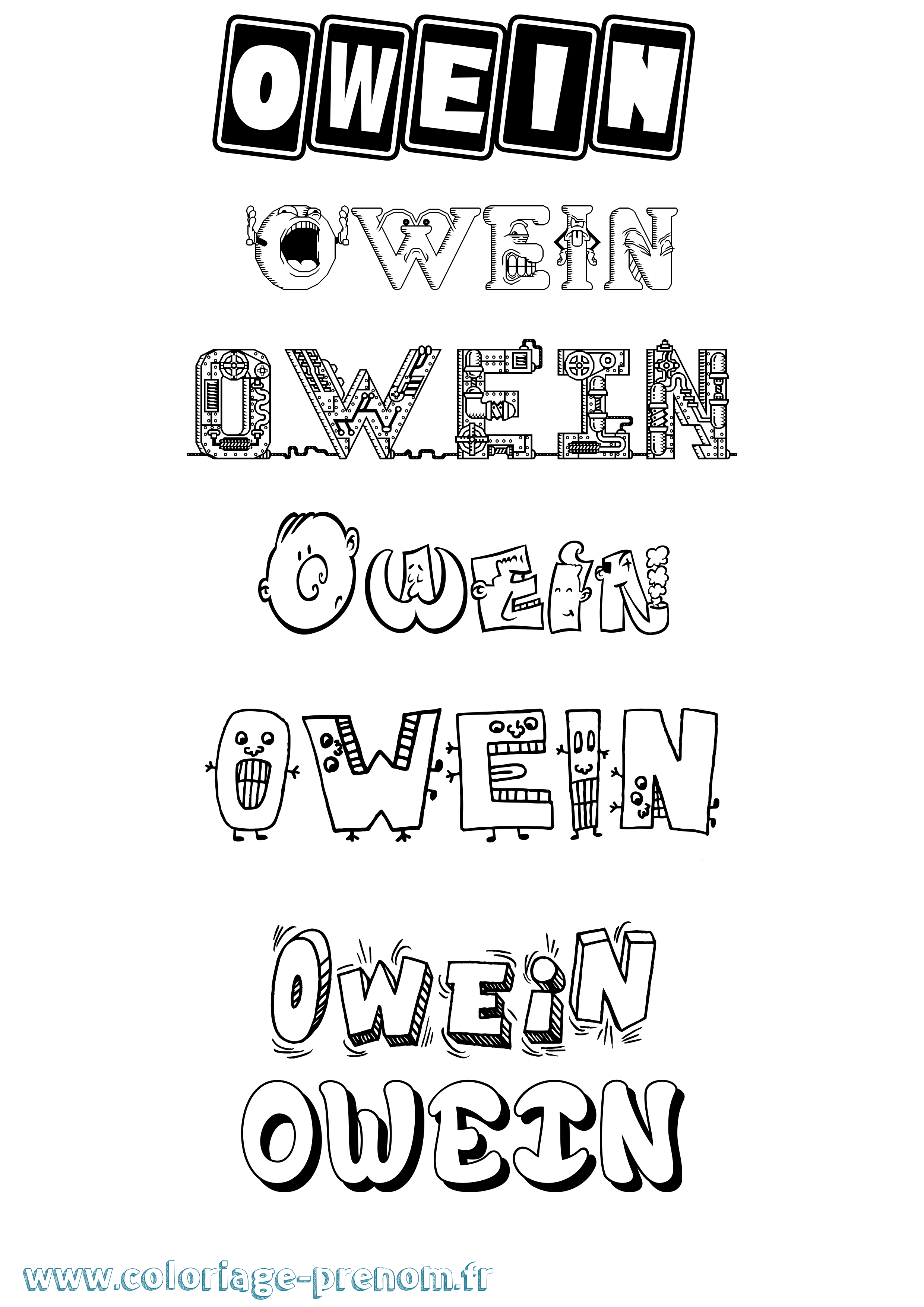 Coloriage prénom Owein Fun