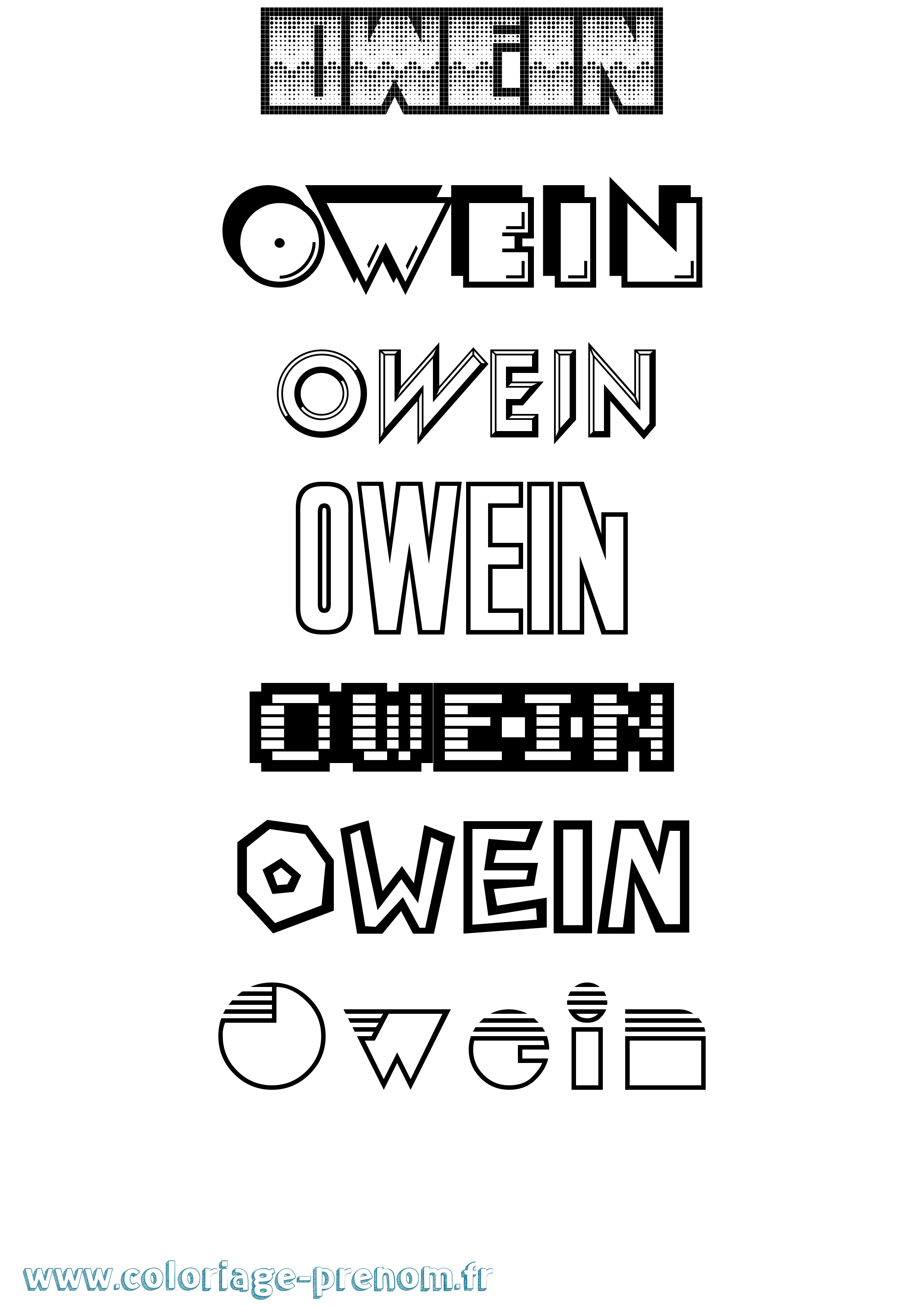 Coloriage Owein Jeux Vidéos Coloriage prénom Owein Jeux Vidéos