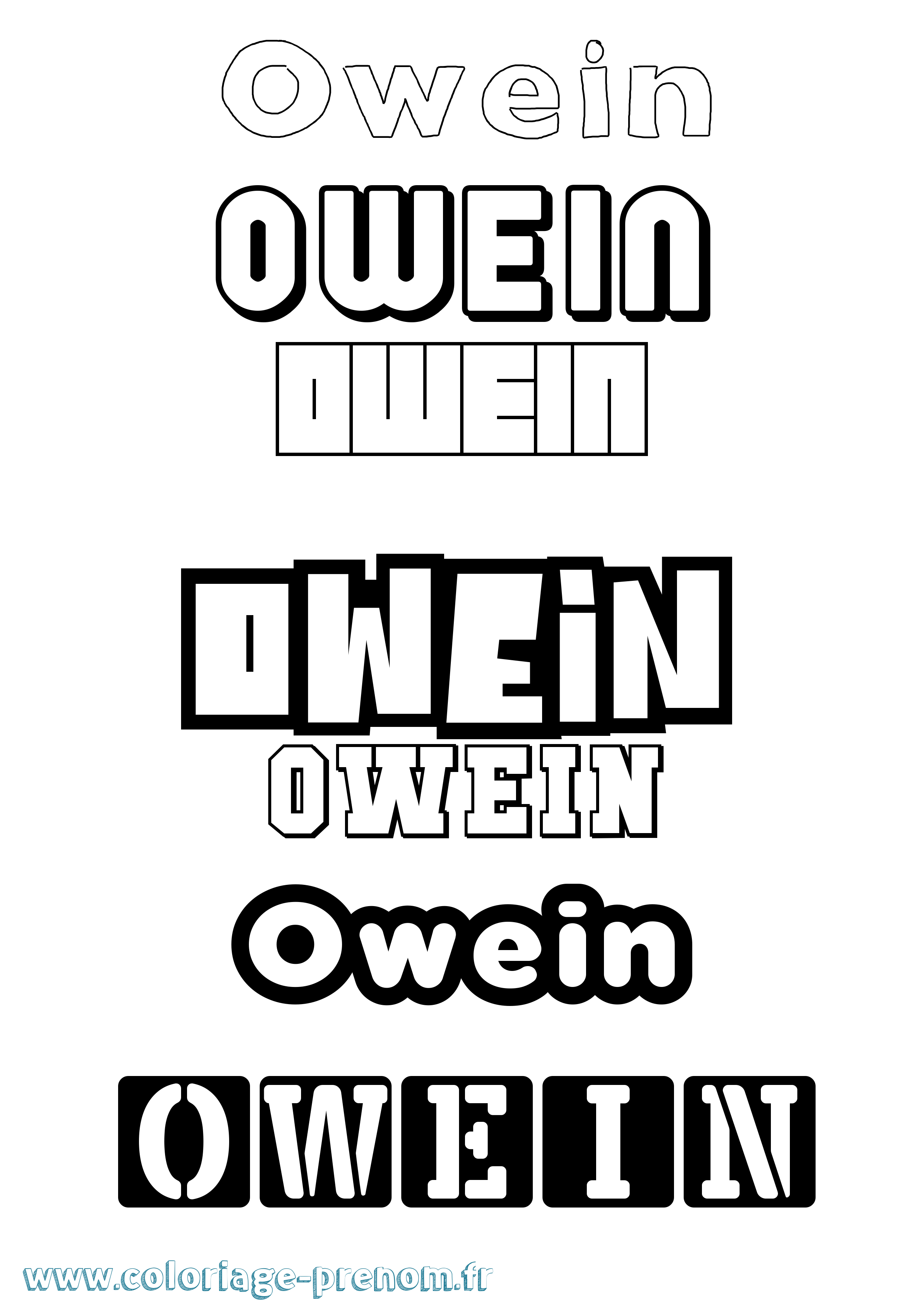 Coloriage prénom Owein Simple