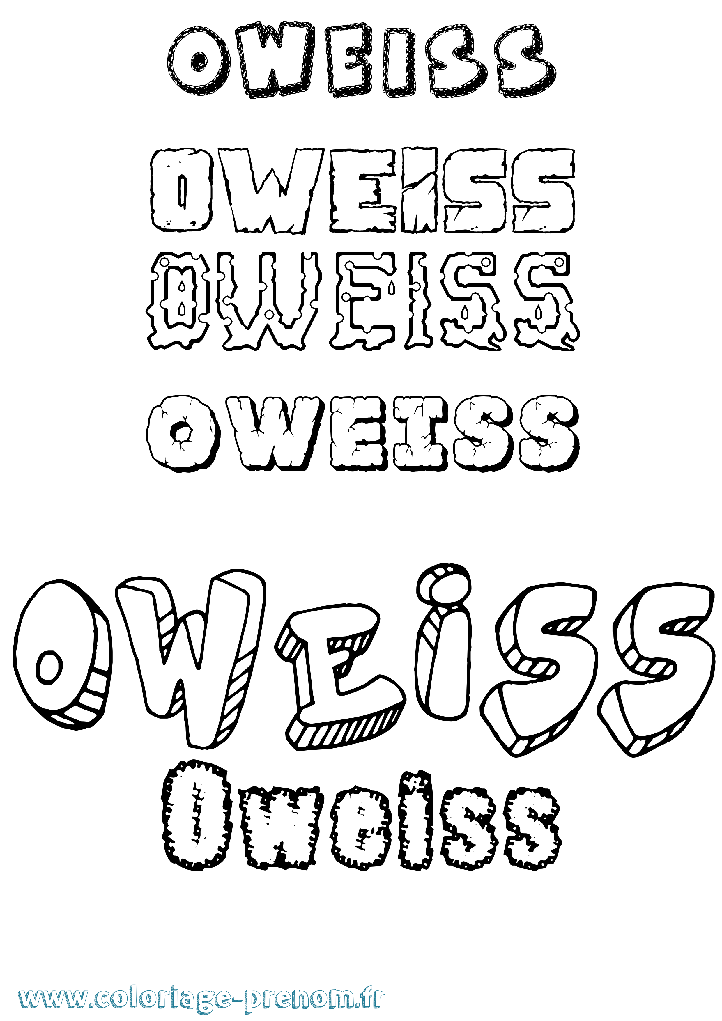 Coloriage prénom Oweiss Destructuré
