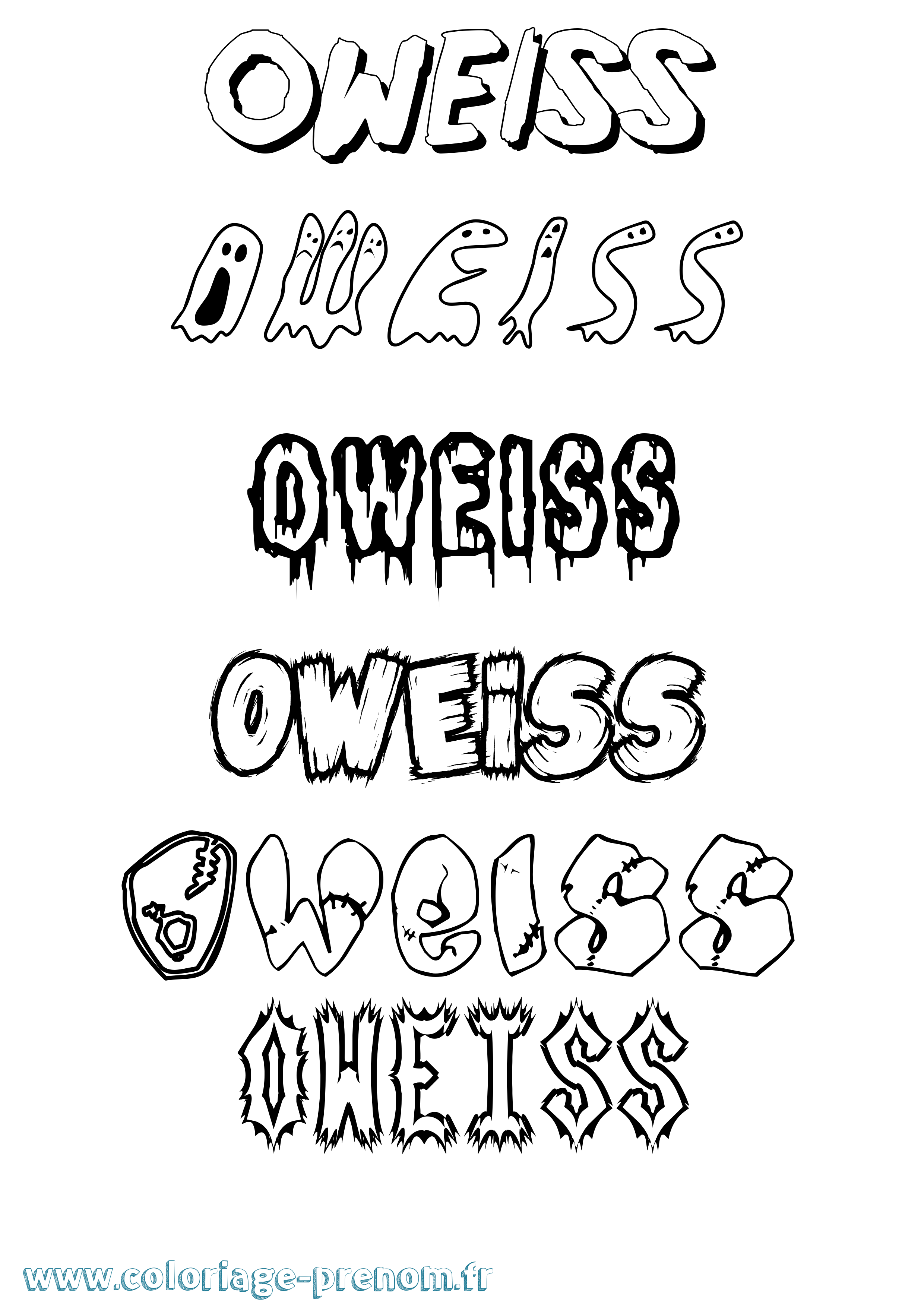 Coloriage prénom Oweiss Frisson