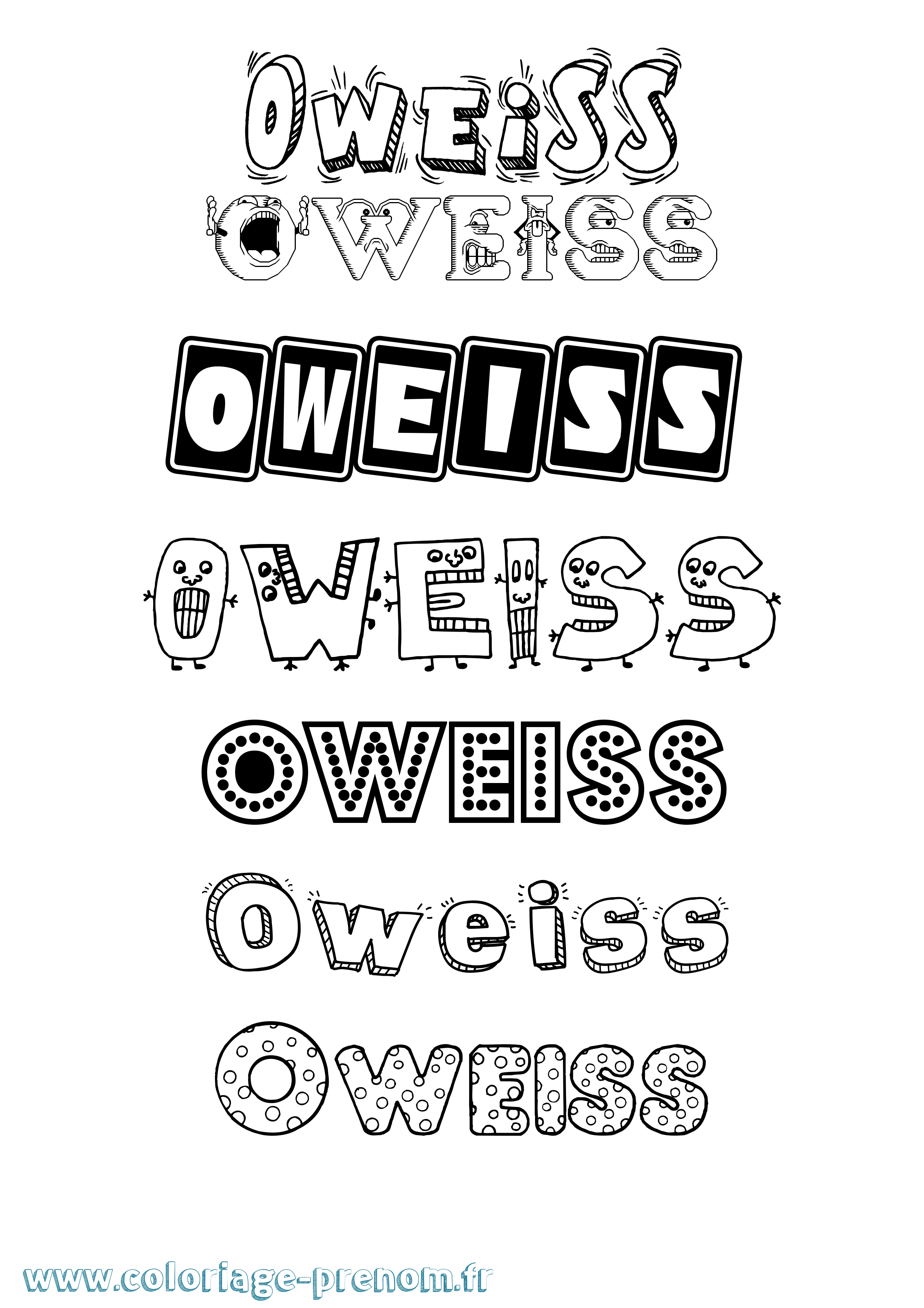 Coloriage prénom Oweiss Fun