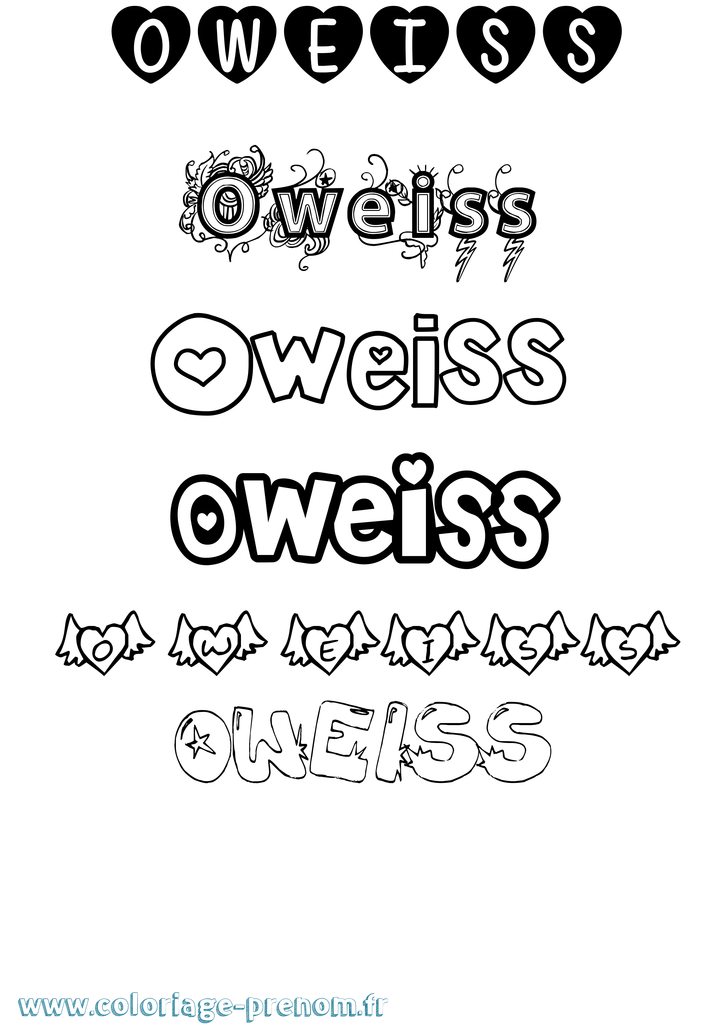 Coloriage prénom Oweiss Girly