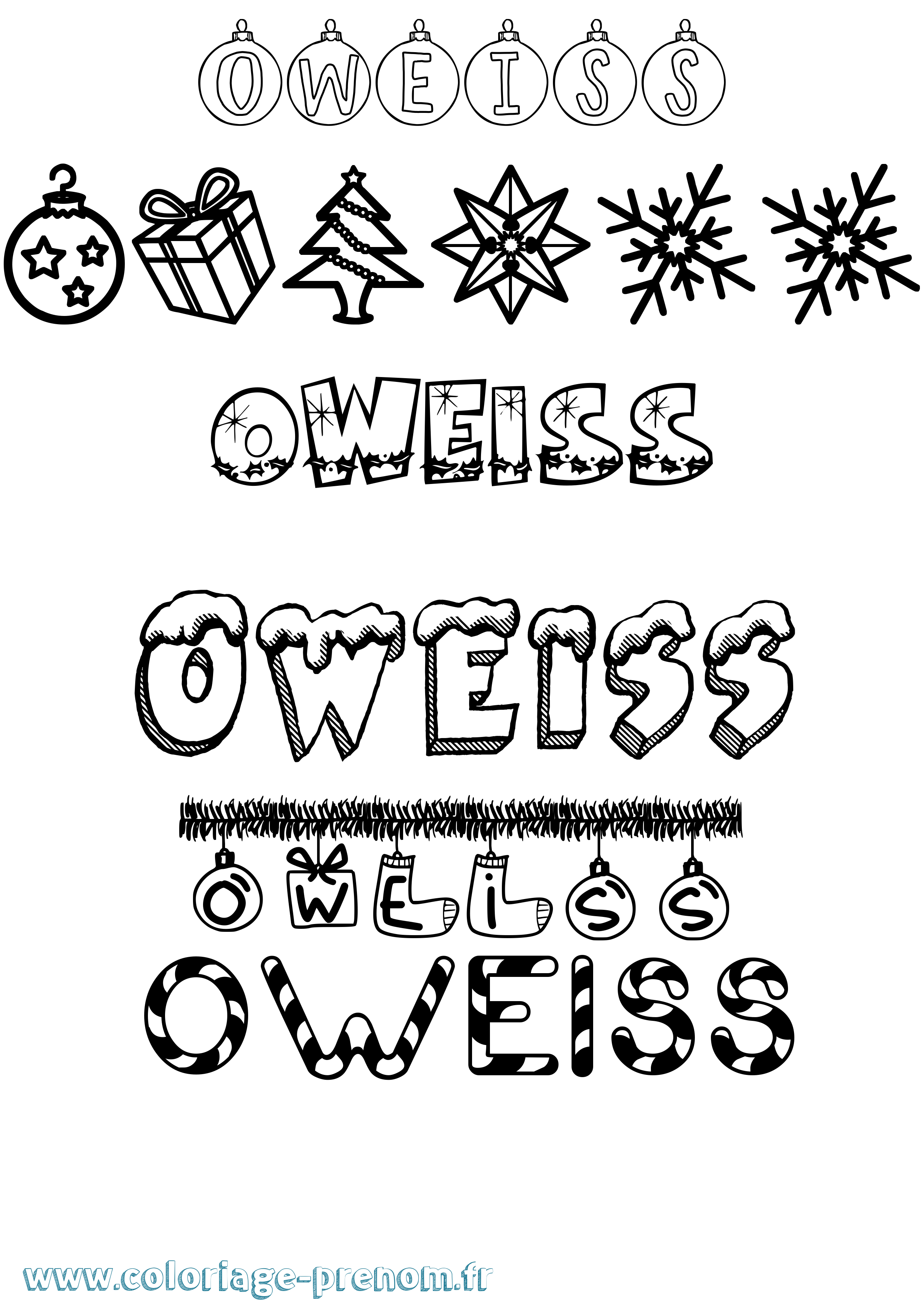 Coloriage prénom Oweiss Noël