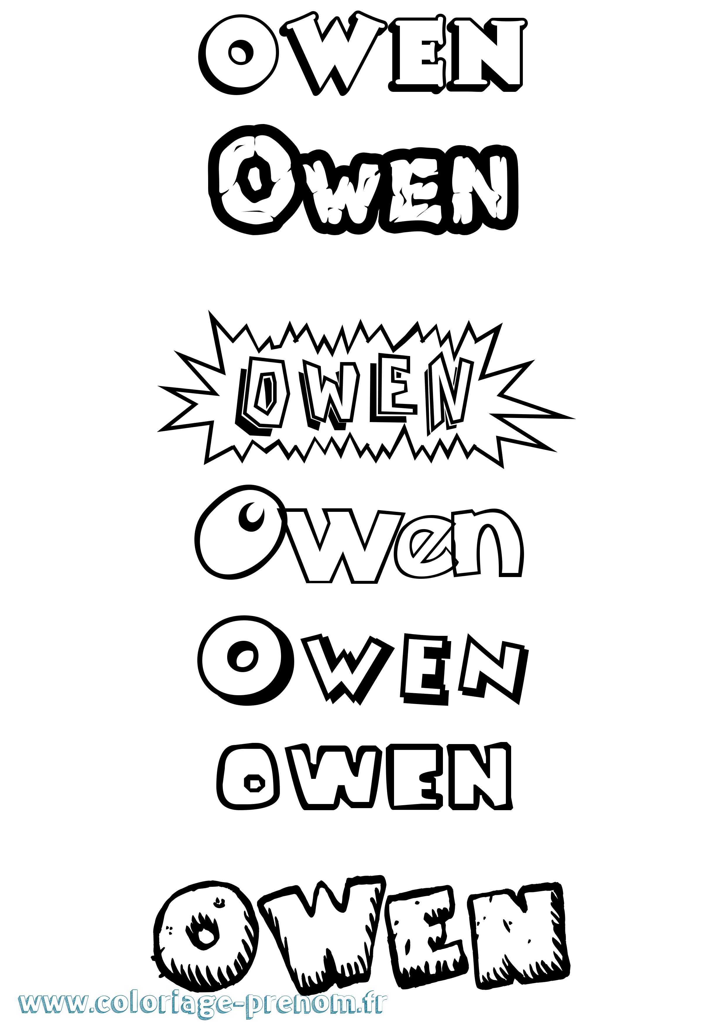 Coloriage Owen Dessin Animé Coloriage prénom Owen Dessin Animé