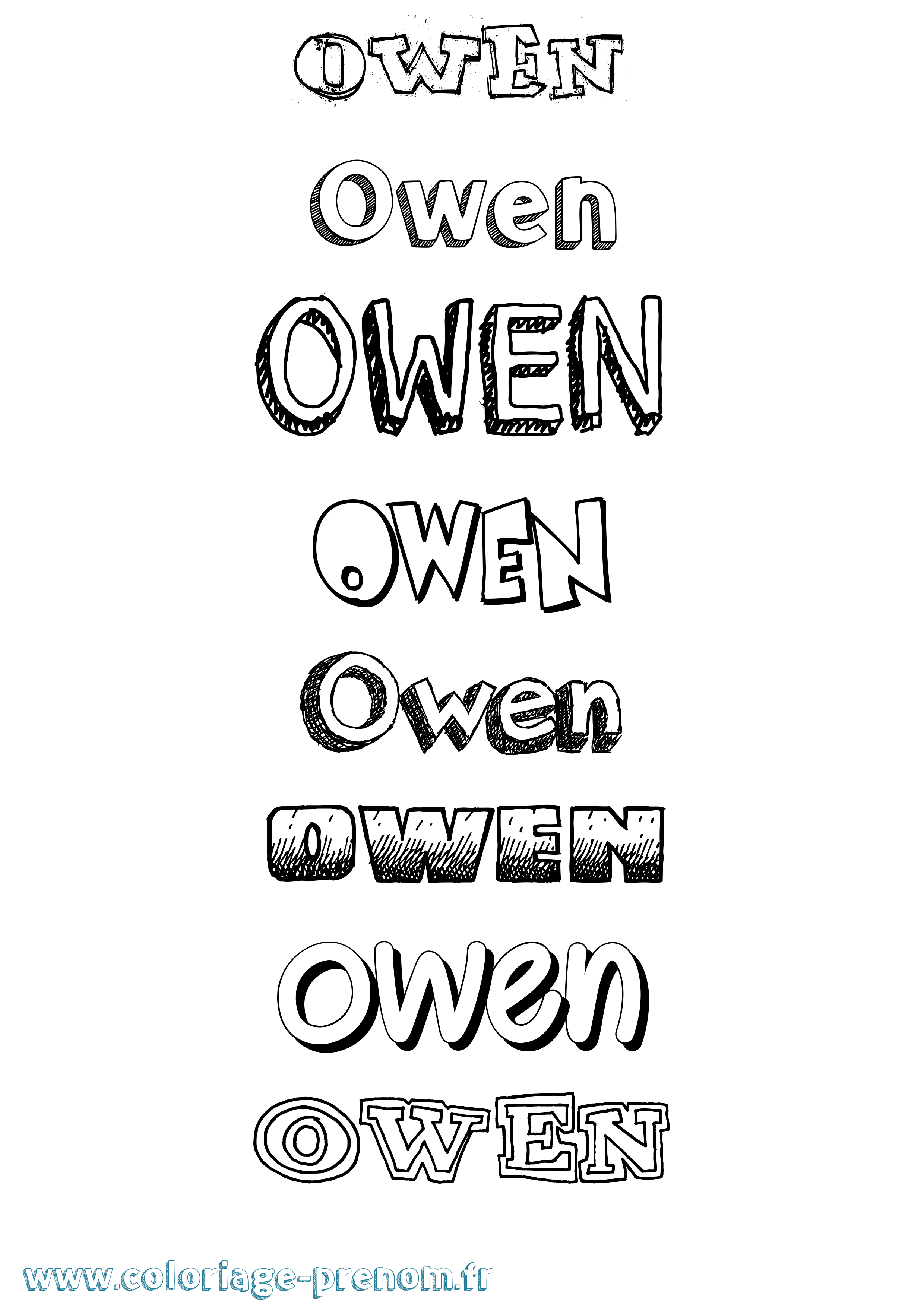 Coloriage prénom Owen Dessiné