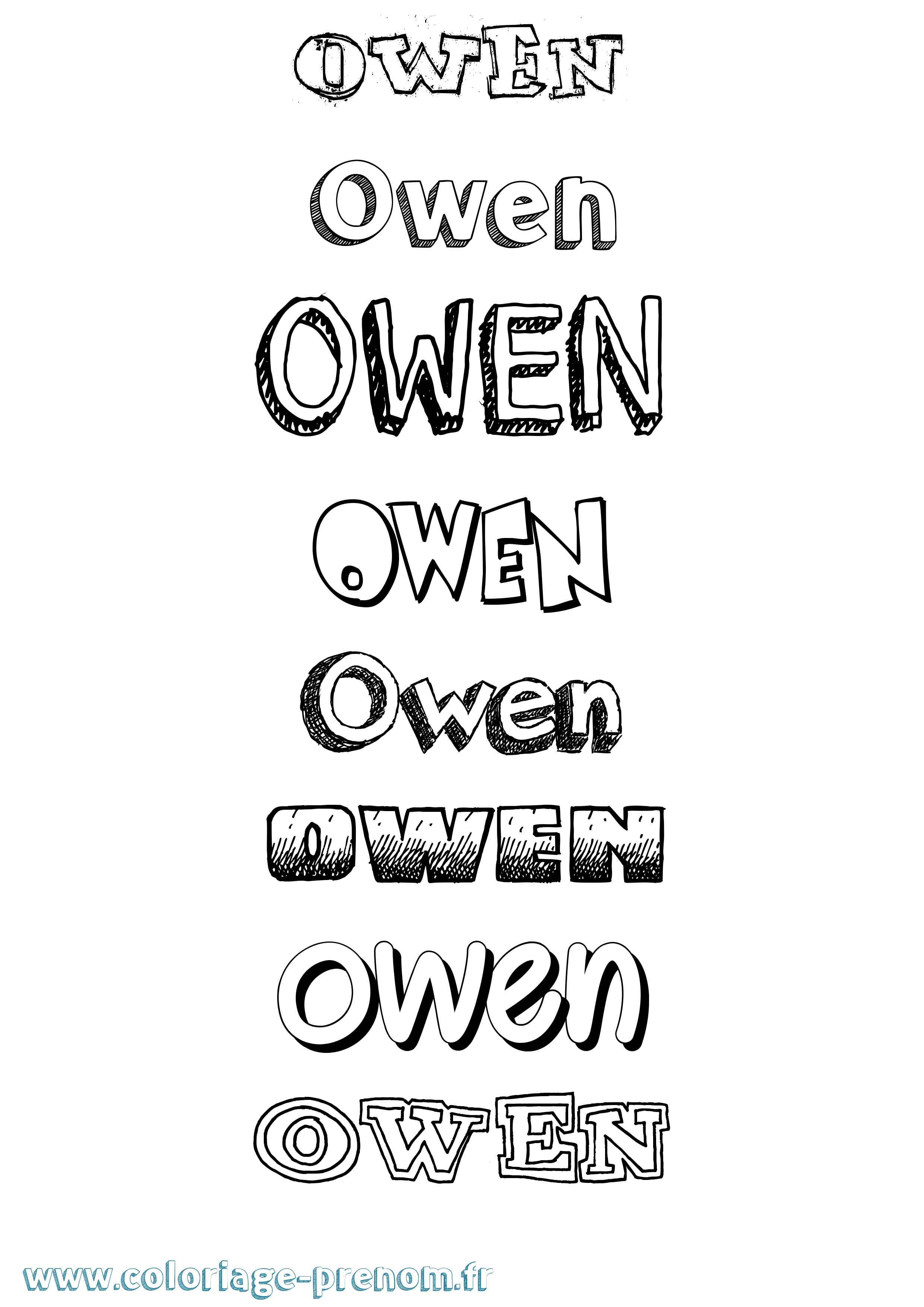 Coloriage Owen Dessiné Coloriage prénom Owen Dessiné