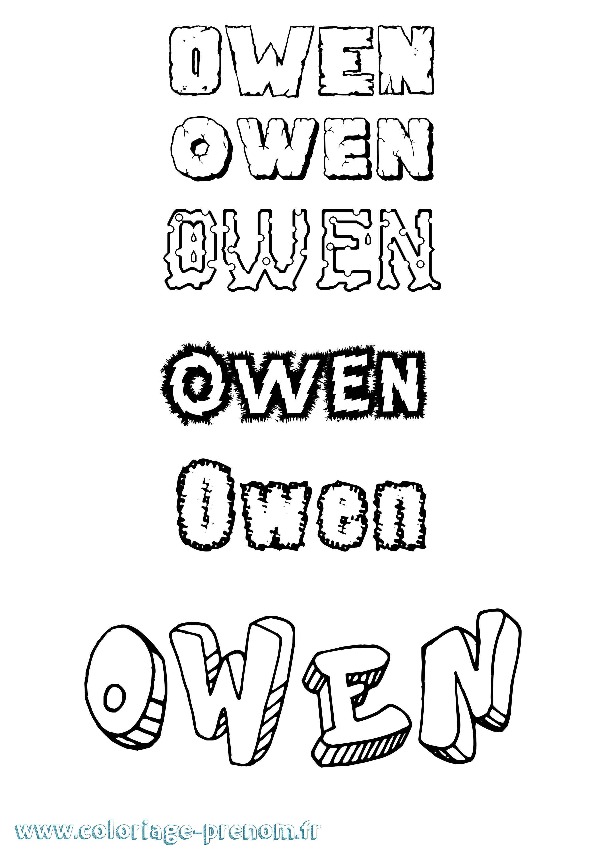 Coloriage Owen Destructuré Coloriage prénom Owen Destructuré