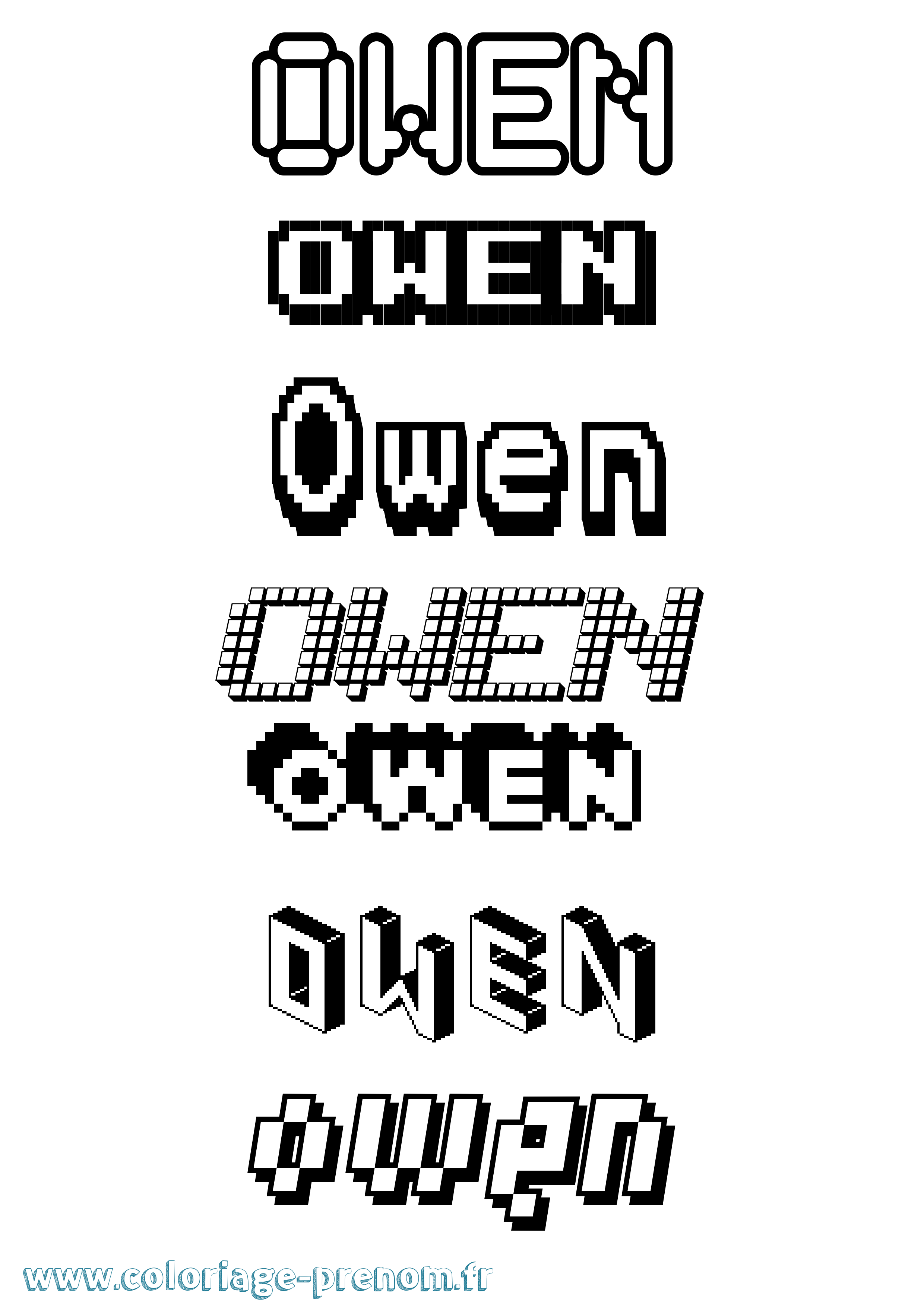 Coloriage Owen Pixel Coloriage prénom Owen Pixel