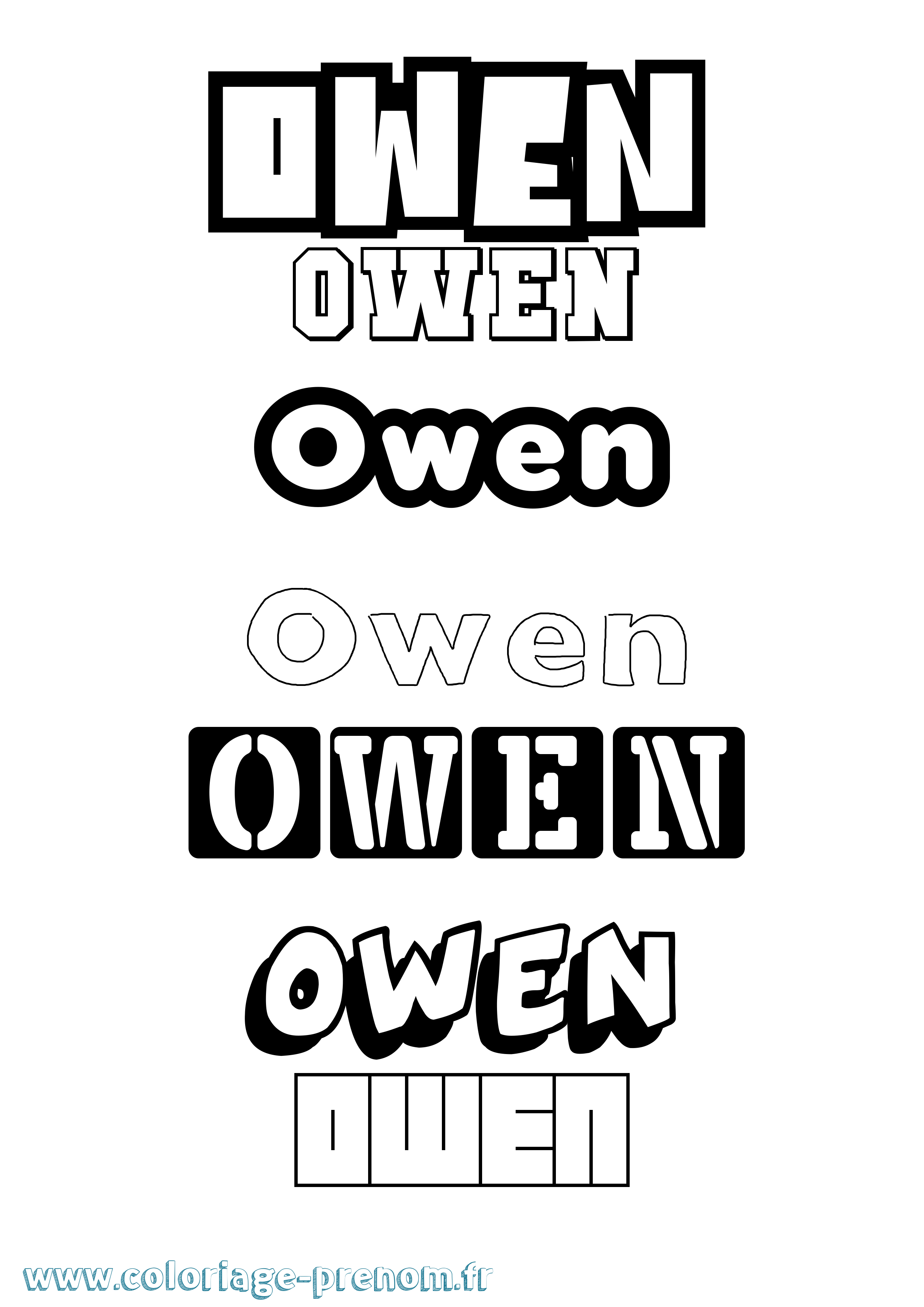 Coloriage Owen Simple Coloriage prénom Owen Simple