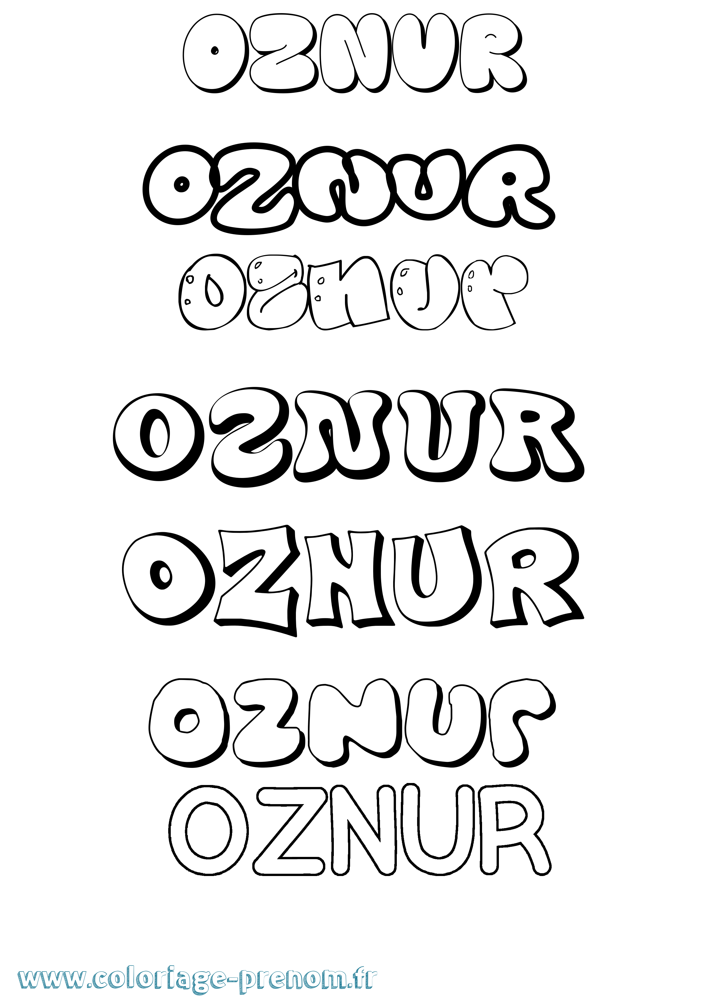 Coloriage Oznur Bubble Coloriage prénom Oznur Bubble