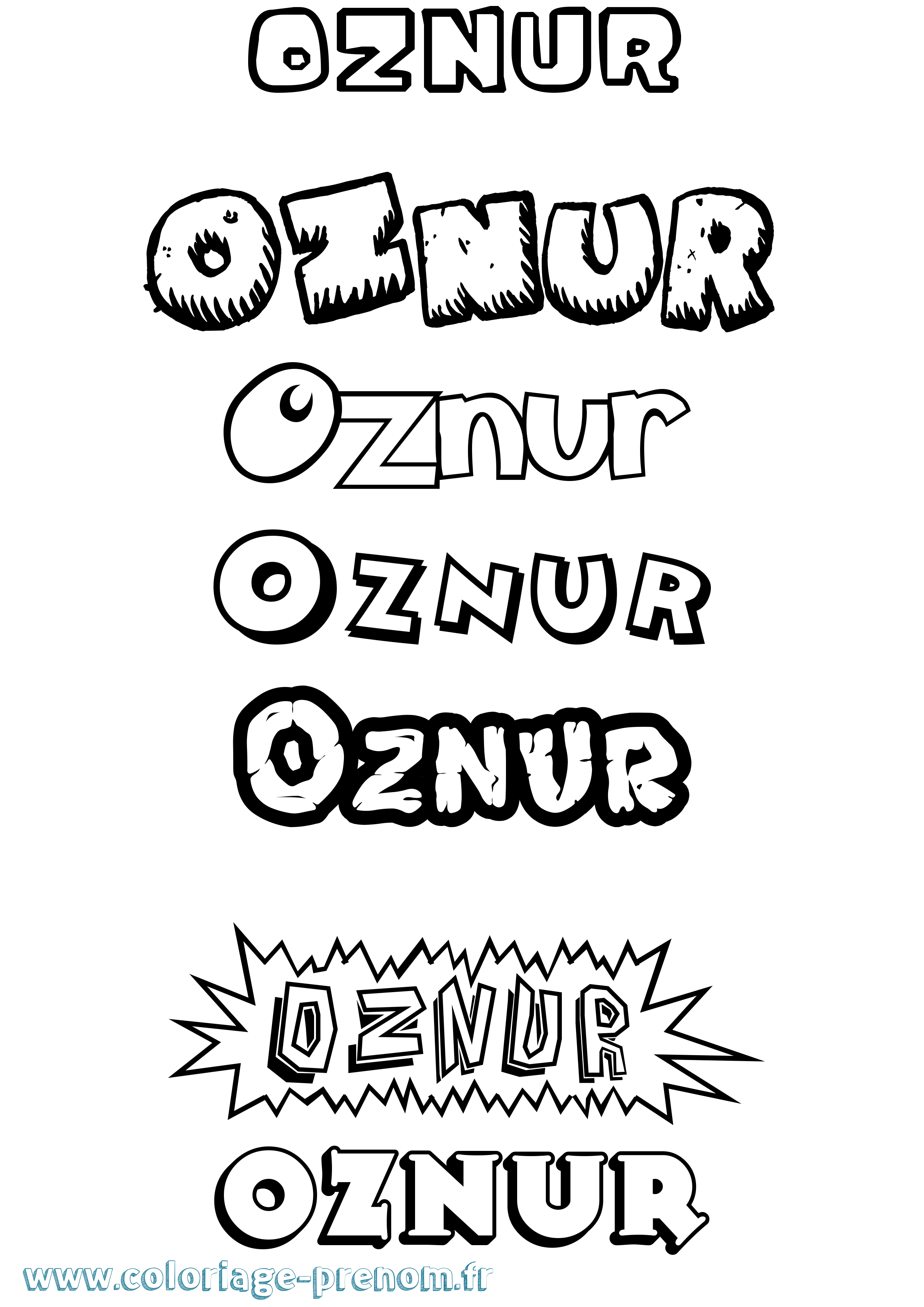 Coloriage Oznur Dessin Animé Coloriage prénom Oznur Dessin Animé
