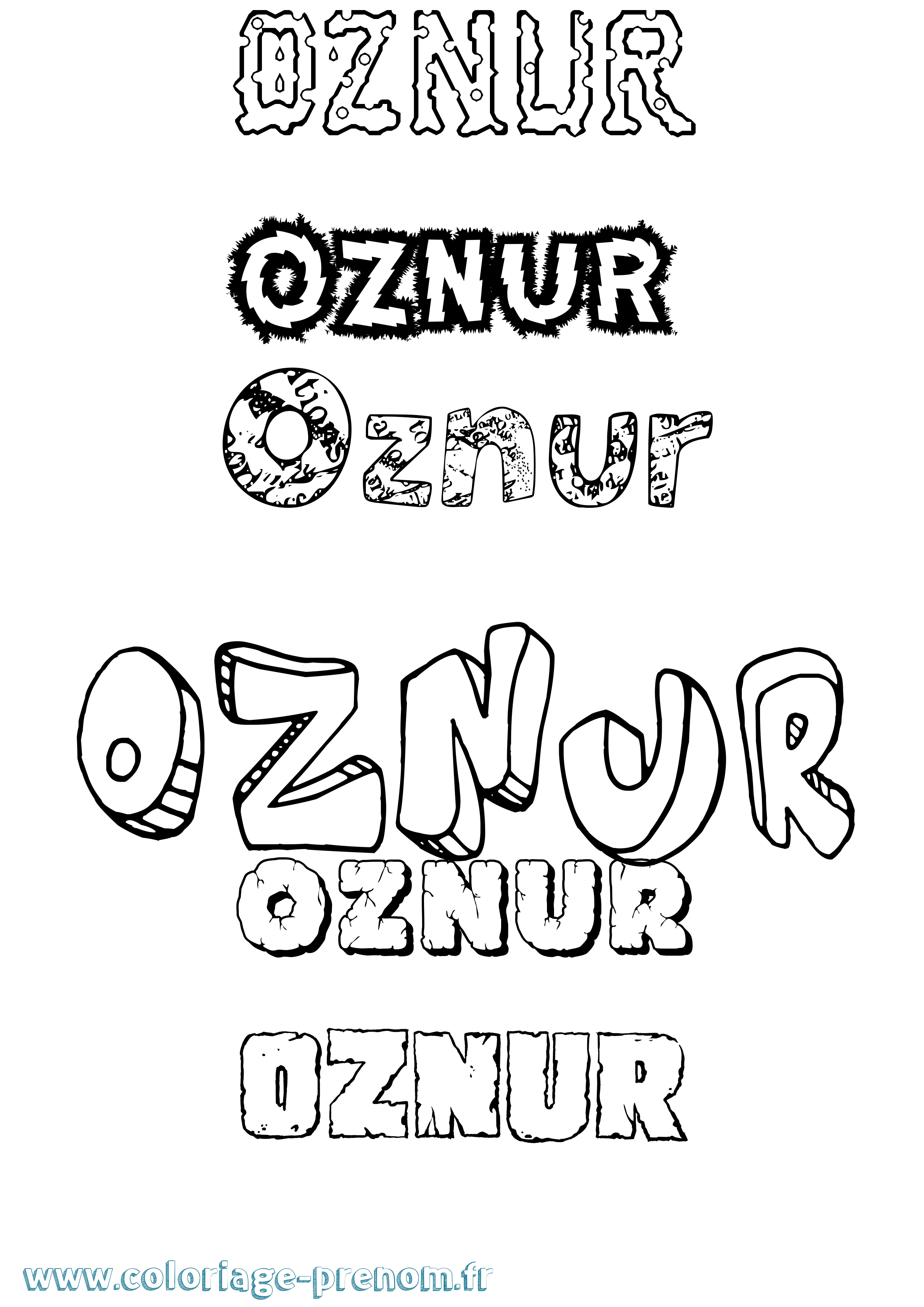 Coloriage Oznur Destructuré Coloriage prénom Oznur Destructuré