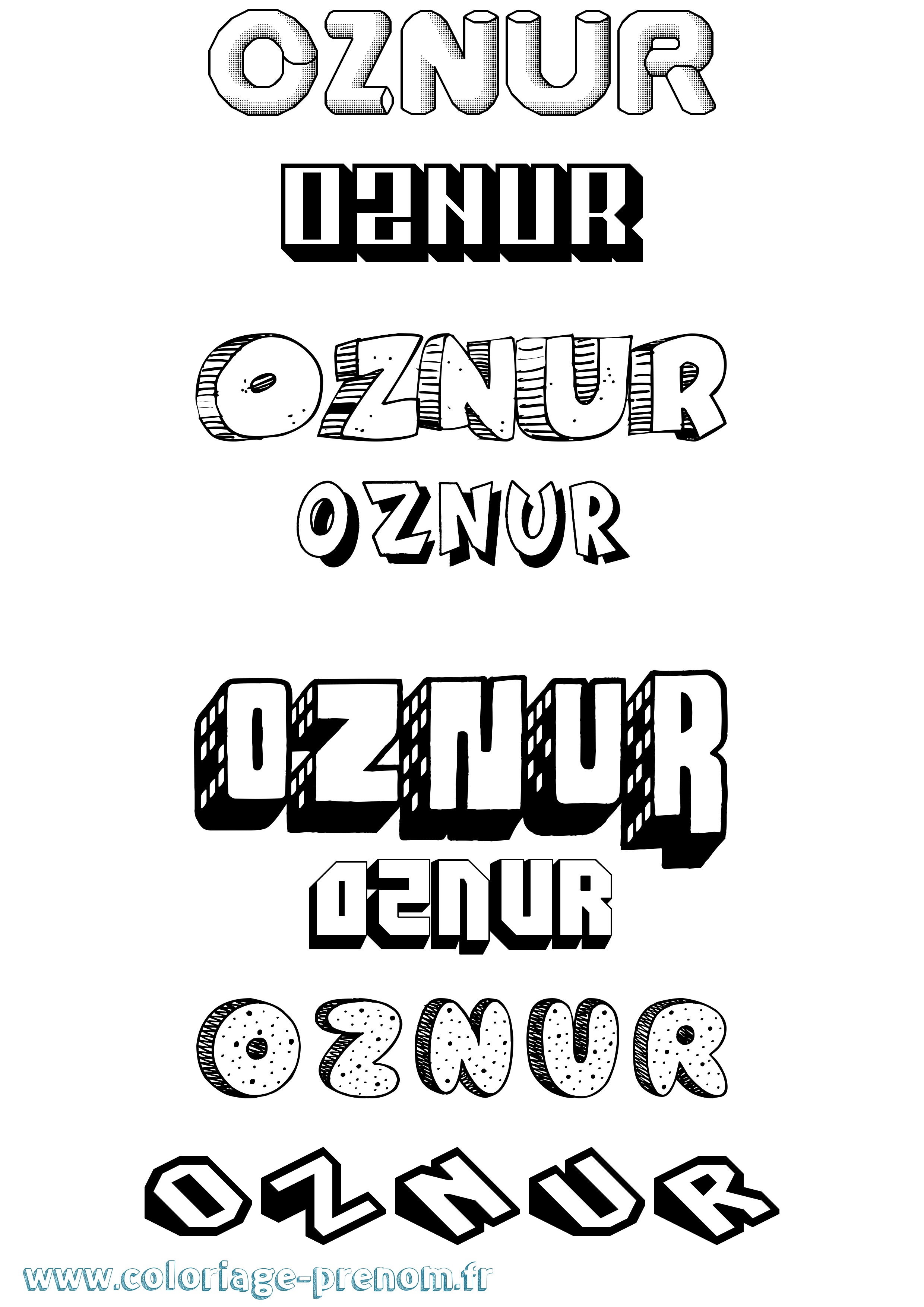 Coloriage Oznur Effet 3D Coloriage prénom Oznur Effet 3D