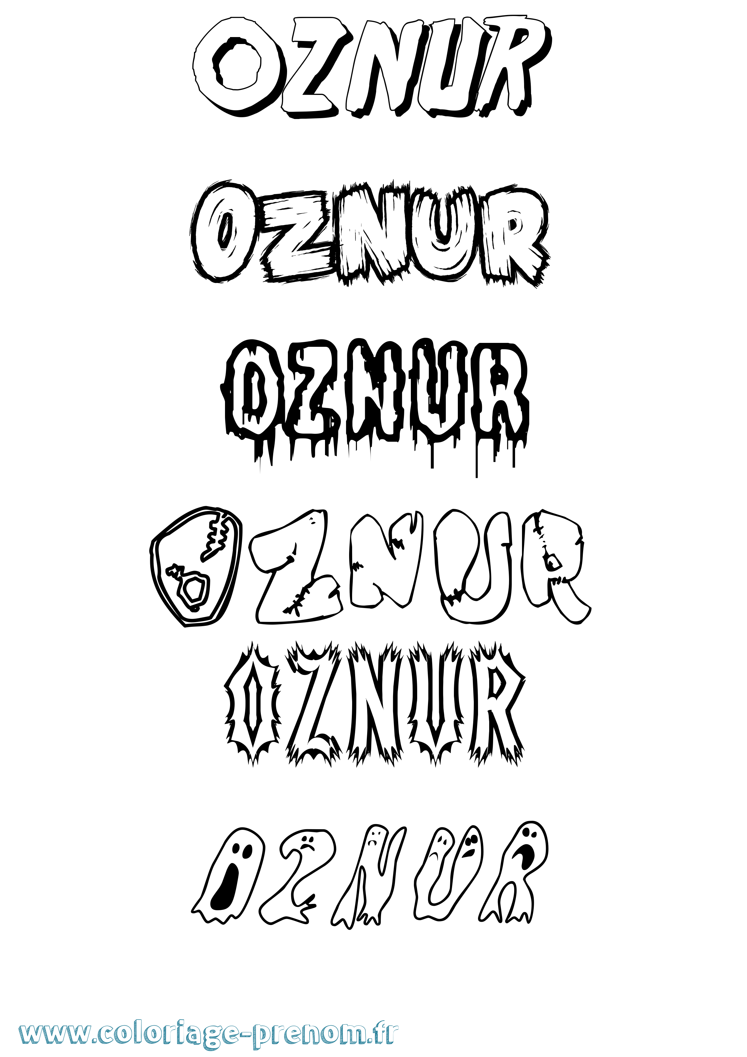 Coloriage Oznur Frisson Coloriage prénom Oznur Frisson