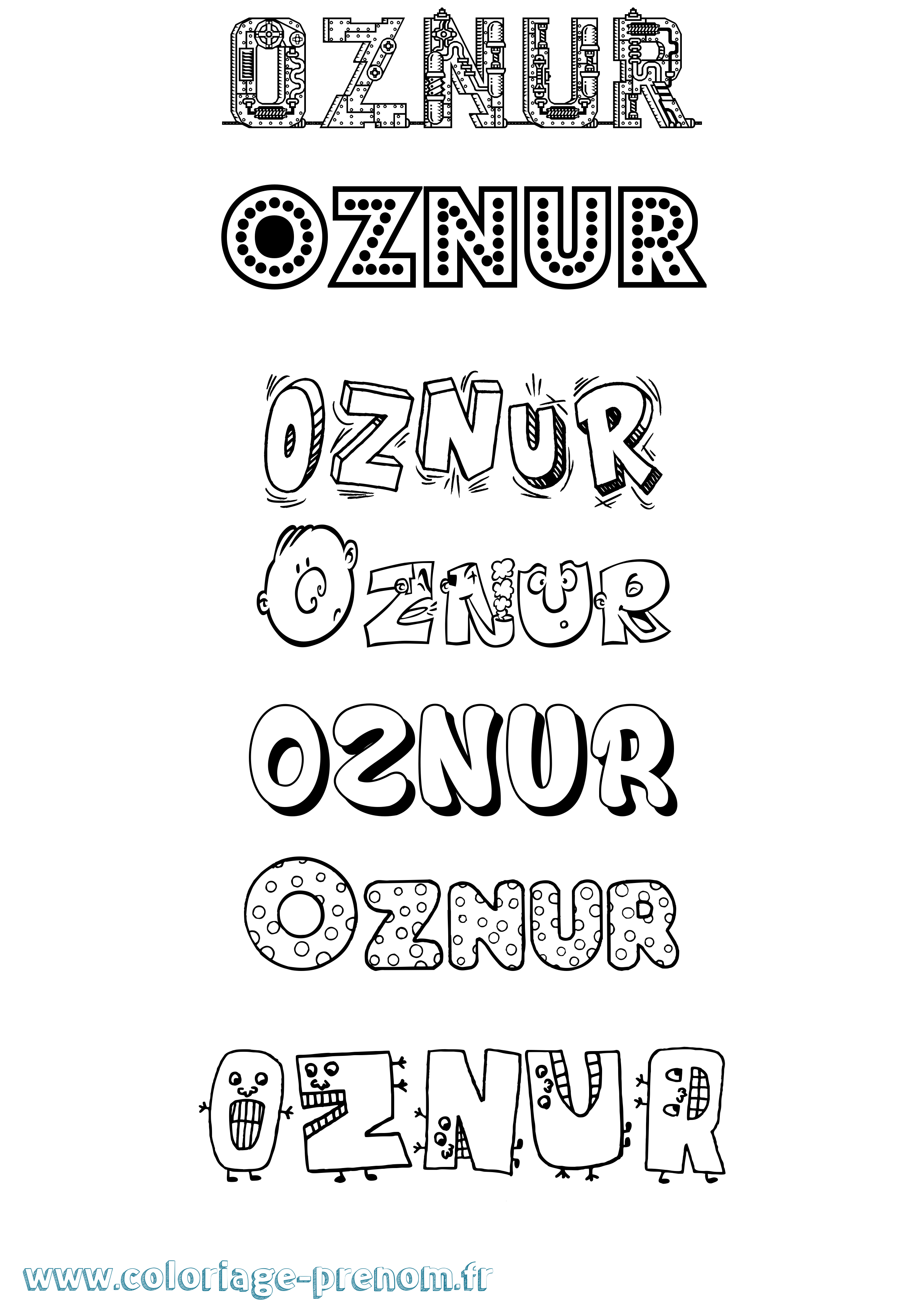 Coloriage Oznur Fun Coloriage prénom Oznur Fun