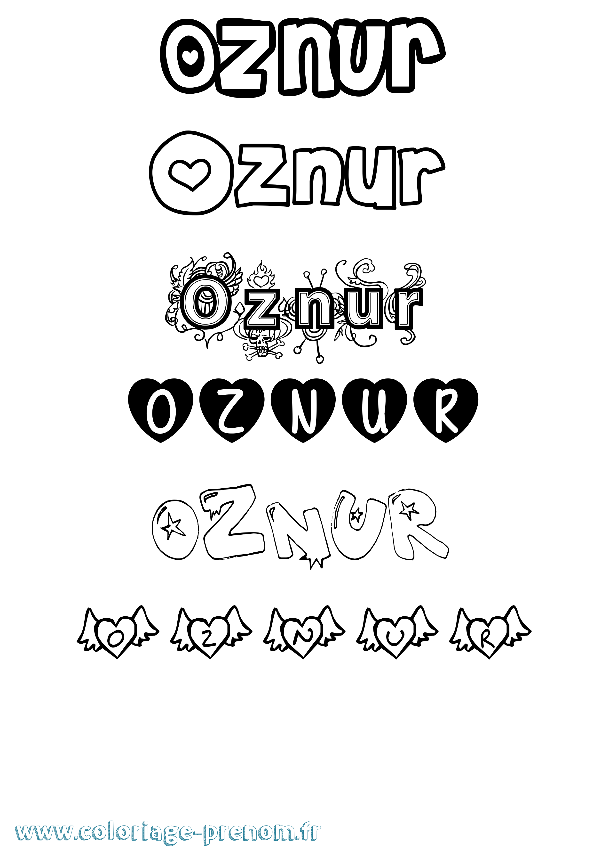 Coloriage Oznur Girly Coloriage prénom Oznur Girly