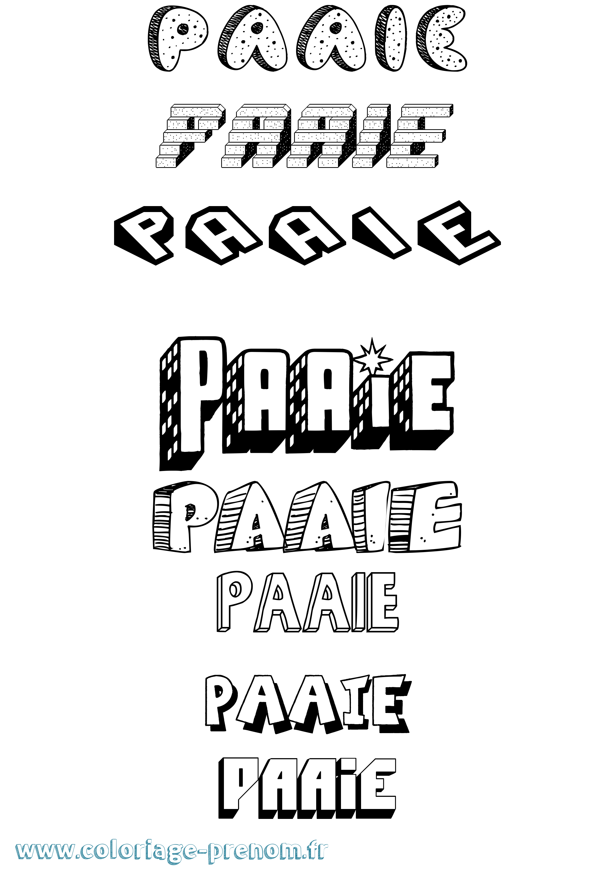 Coloriage Paaie Effet 3D Coloriage prénom Paaie Effet 3D